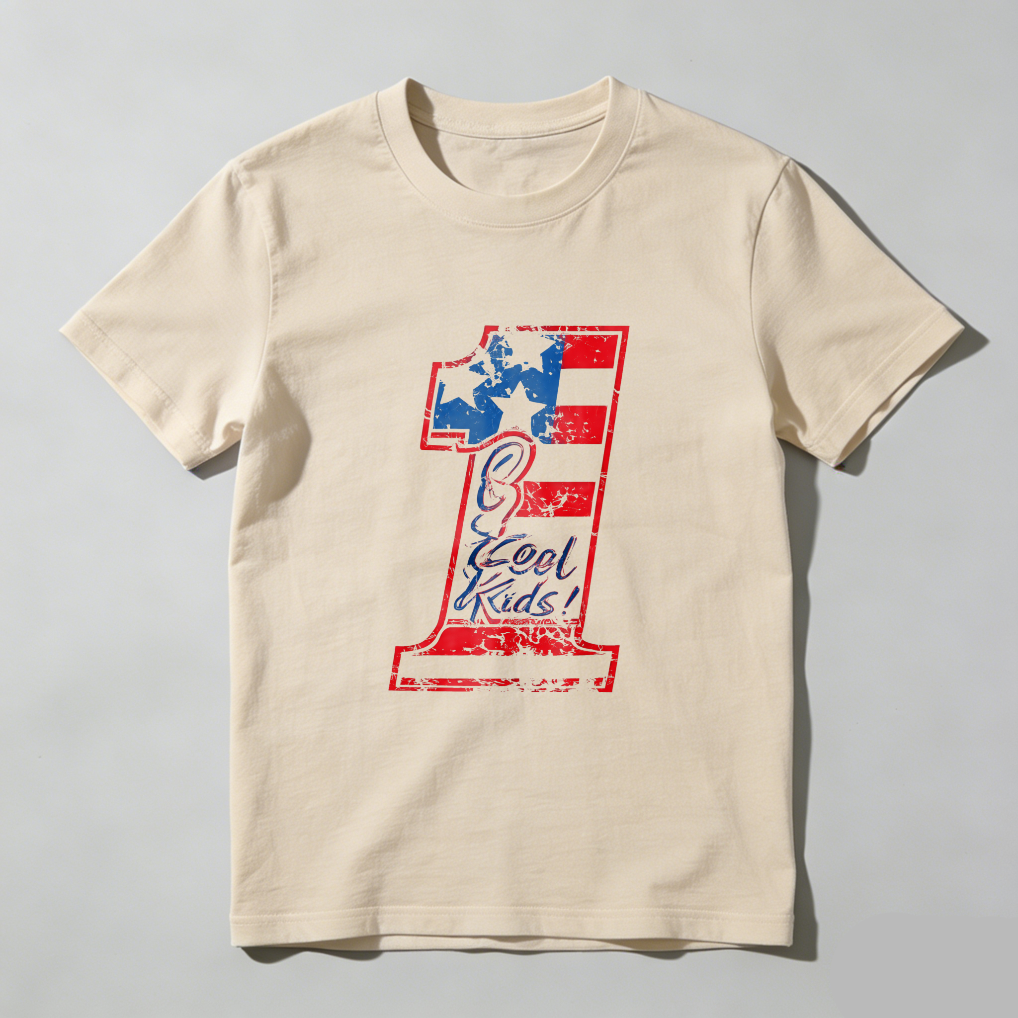 Cool Kids Number One American Flag Design T Shirt Made In Usa