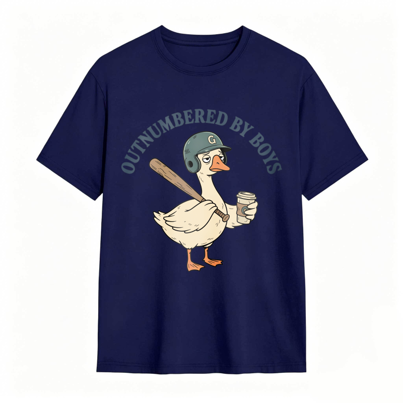 Comfort Colors Outnumbered By Boys Baseball Mom Goose Funny T-shirt