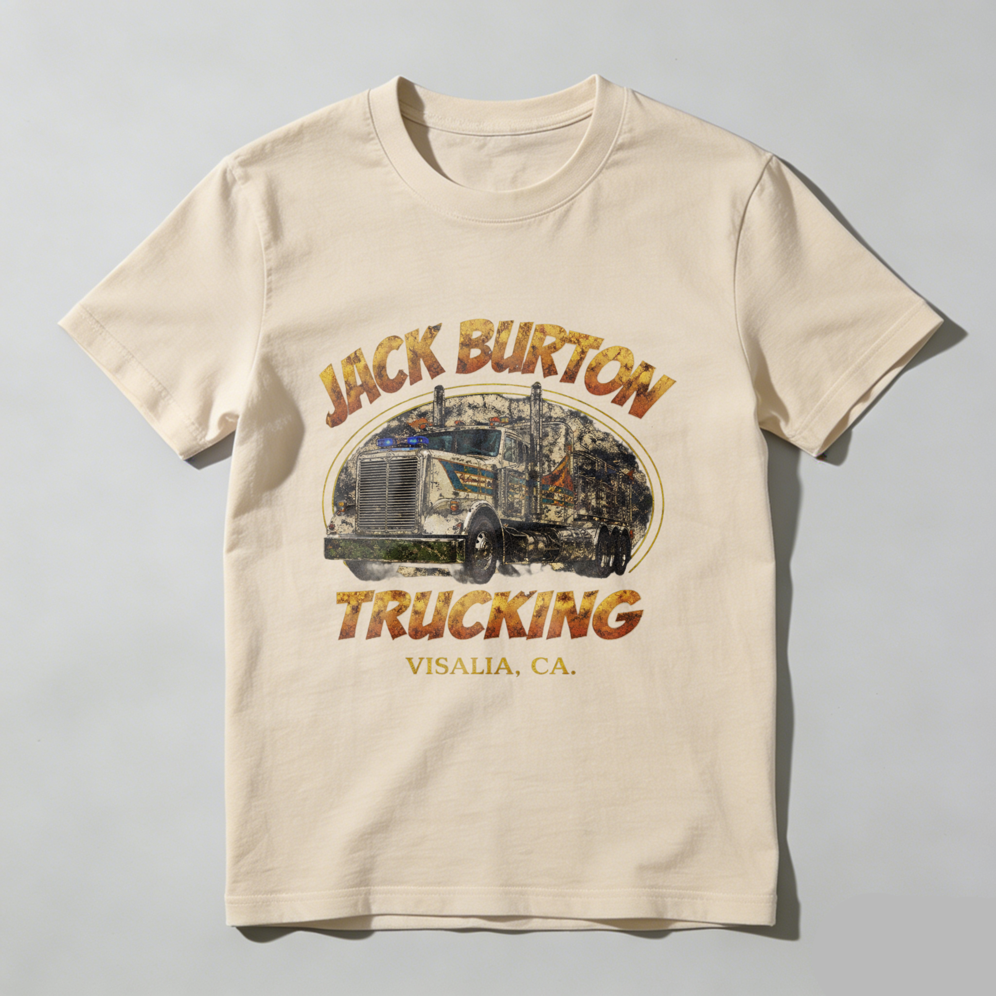 TEECURENT Jack Burton Trucking Visalia Ca T Shirt Men's Classic Fit Cotton Graphic Tee Apparel