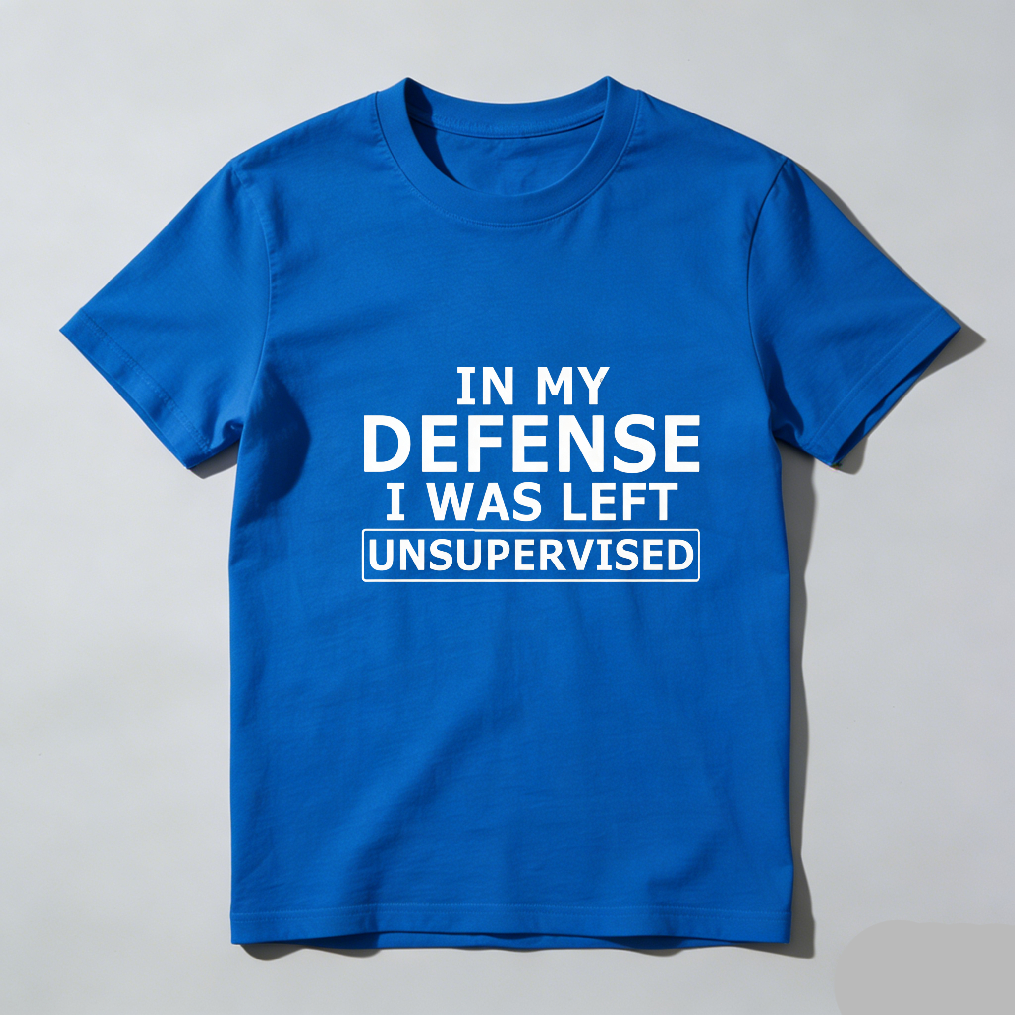 TEECURENT In My Defense I Was Left Unsupervised Pure Cotton Short Sleeve T Shirt-TeeCurent