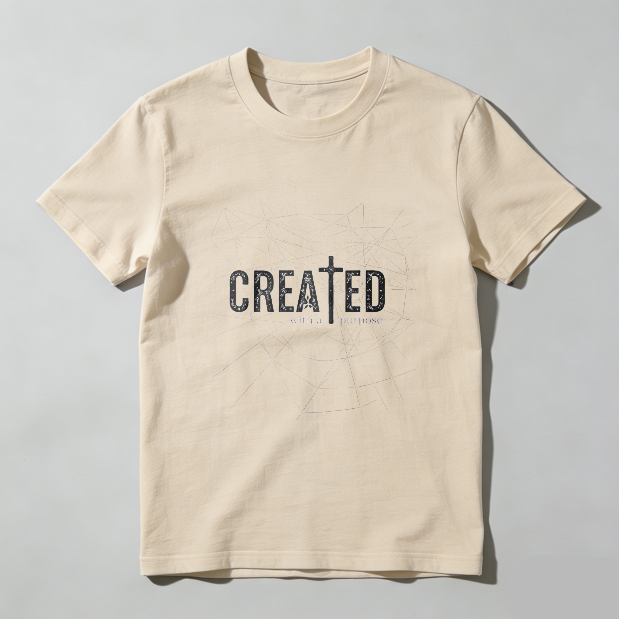 TEECURENT Created With A Purpose Christian T Shirt Faith Inspired Design For Men And Women Black宗教T恤 WOMEN