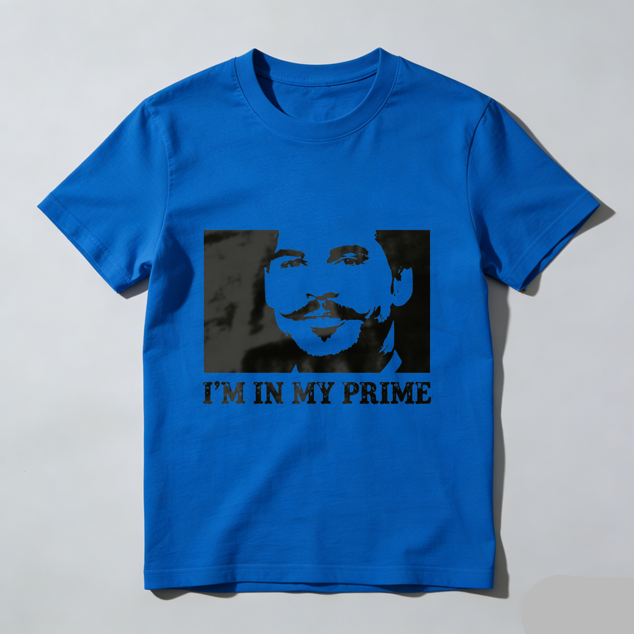 TEECURENT I M In My Prime T Shirt With Mustache Man Face Design Black Graphic Tee