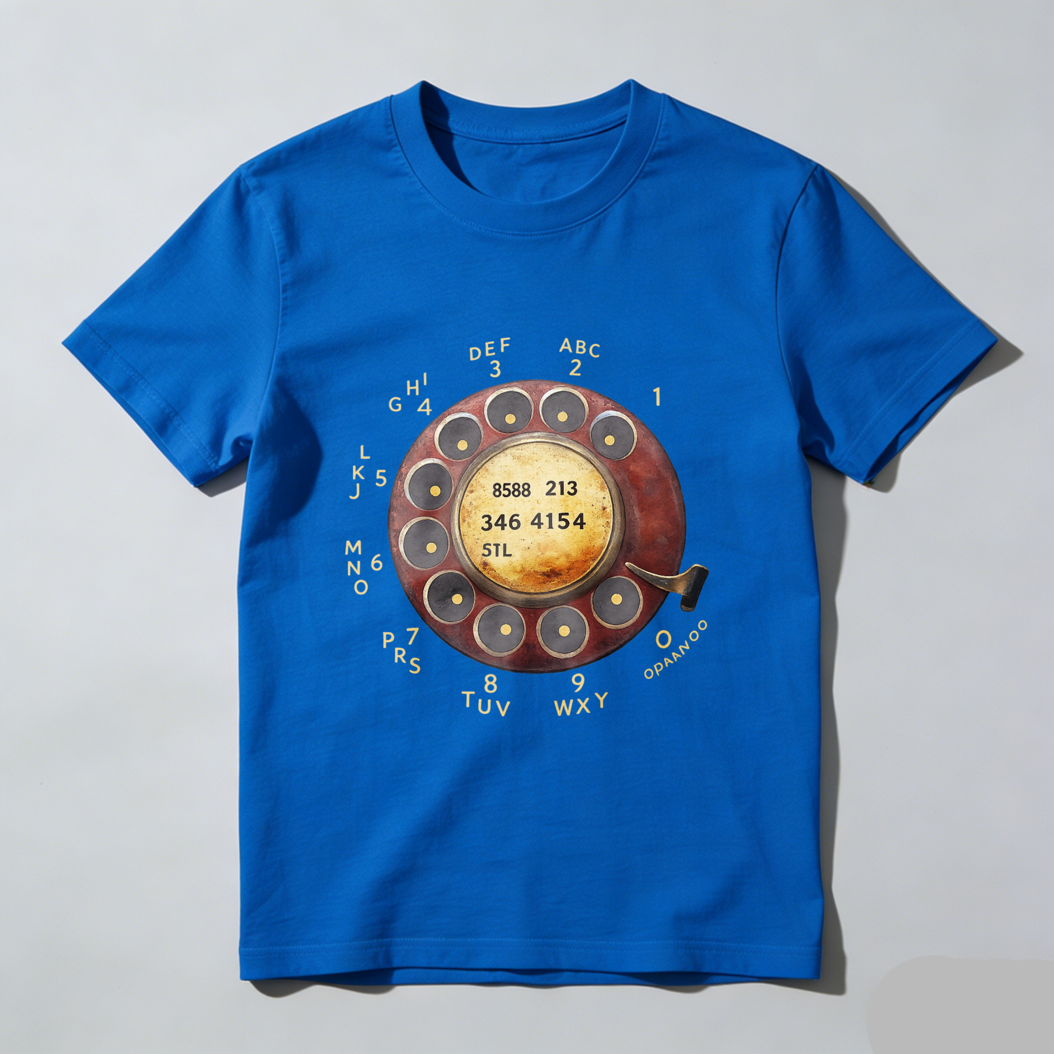 Vintage Rotary Dial Phone T-Shirt Made In Usa Retro Telephone Design Black Cotton Shirt For Men And Women Classic Communication Theme Gift Idea