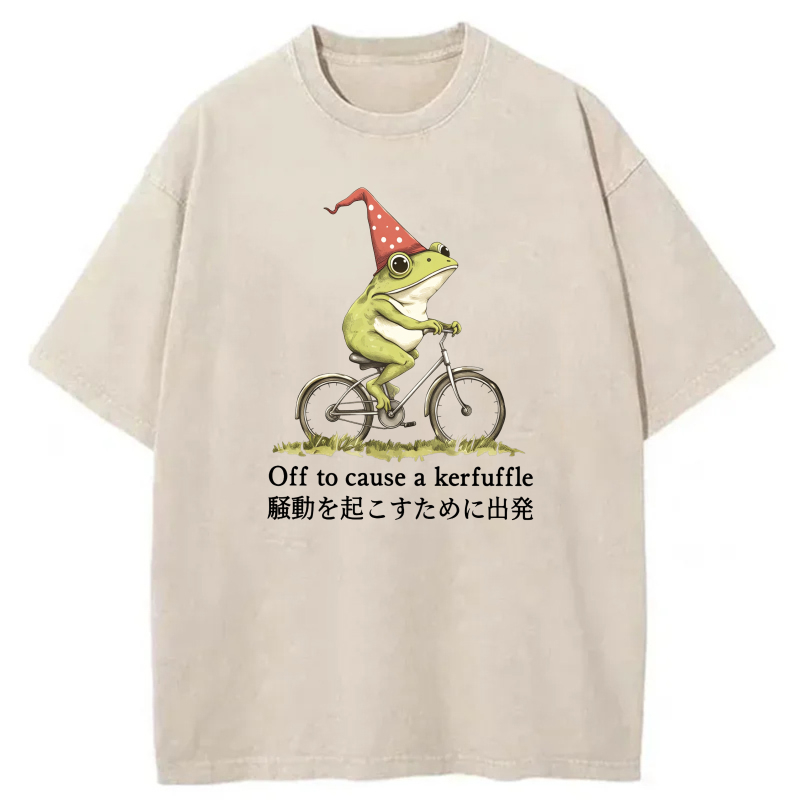 Frog Riding Bike With Party Hat tshirt 100% cotton