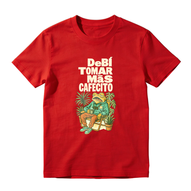Frog Drinking Coffee With Plants And Text Debi Tomar Mas Cafecito Unisex Classic T-shirt