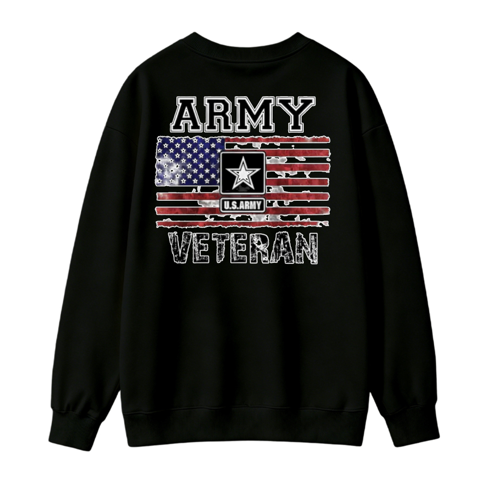 Army Veteran American Flag Star Graphic Sweatshirt
