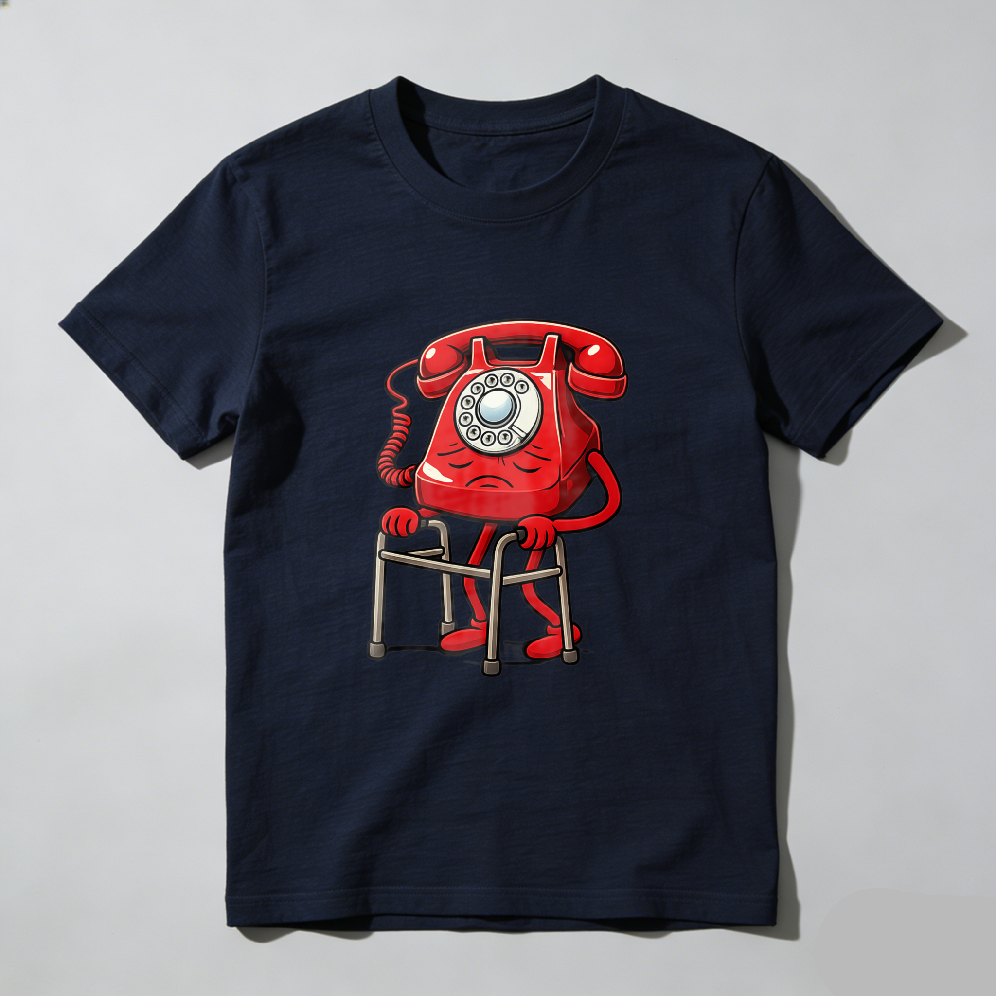 Red Vintage Telephone With Crutches T-Shirt Made In Usa