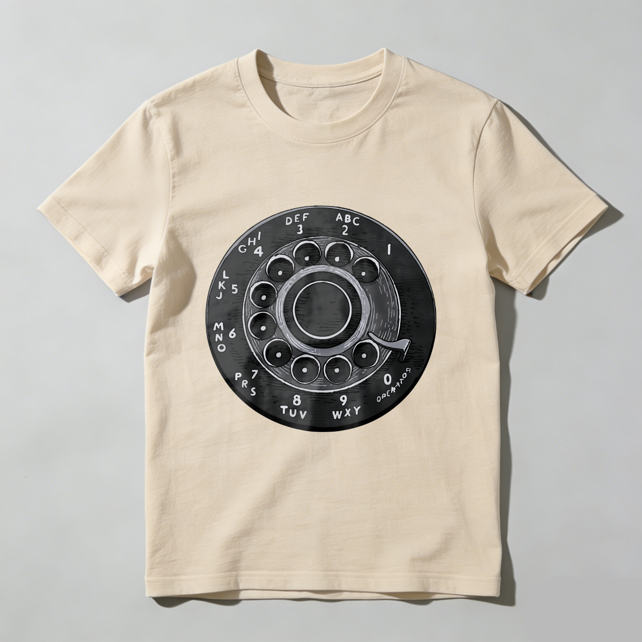 Retro Rotary Dial Phone T-Shirt Vintage Telephone Design Black Classic Men's Shirt Made In Usa