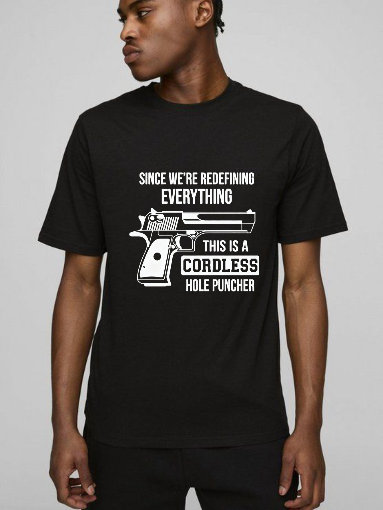 TEECURENT Redefining Everything Cordless Hole Puncher Pure Cotton Short Sleeve T Shirt-TeeCurent