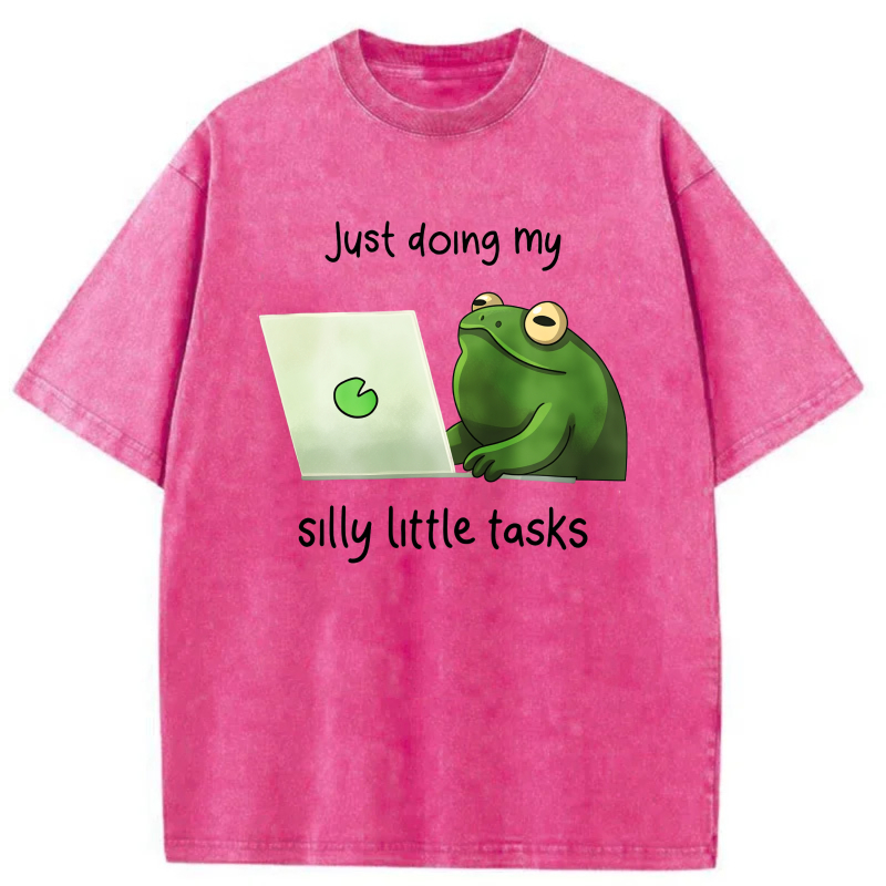 Frog Using Laptop With Text Above And Below tshirt 100% cotton