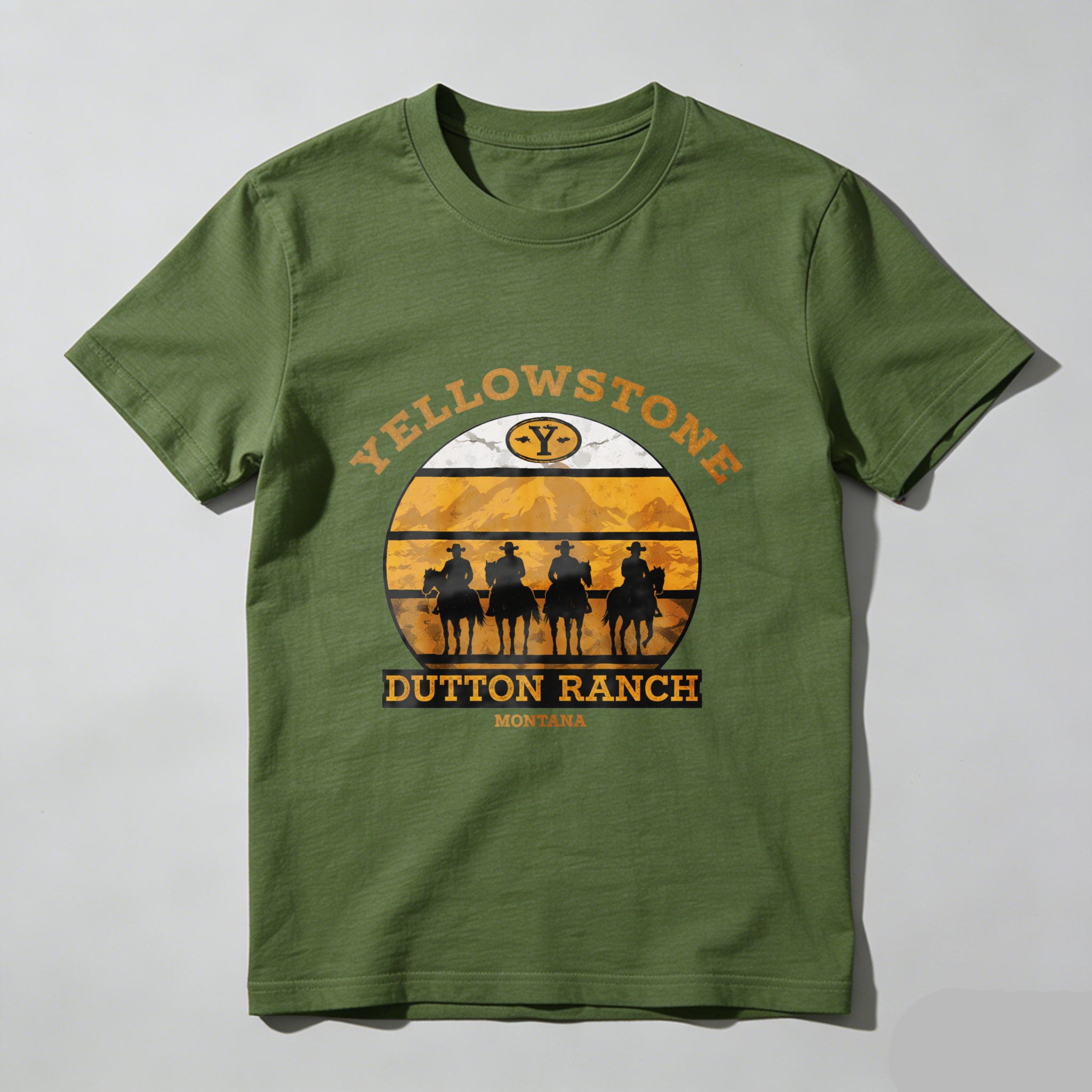 TEECURENT Yellowstone Dutton Ranch Montana Western Cowboy Horse Riding T-Shirt