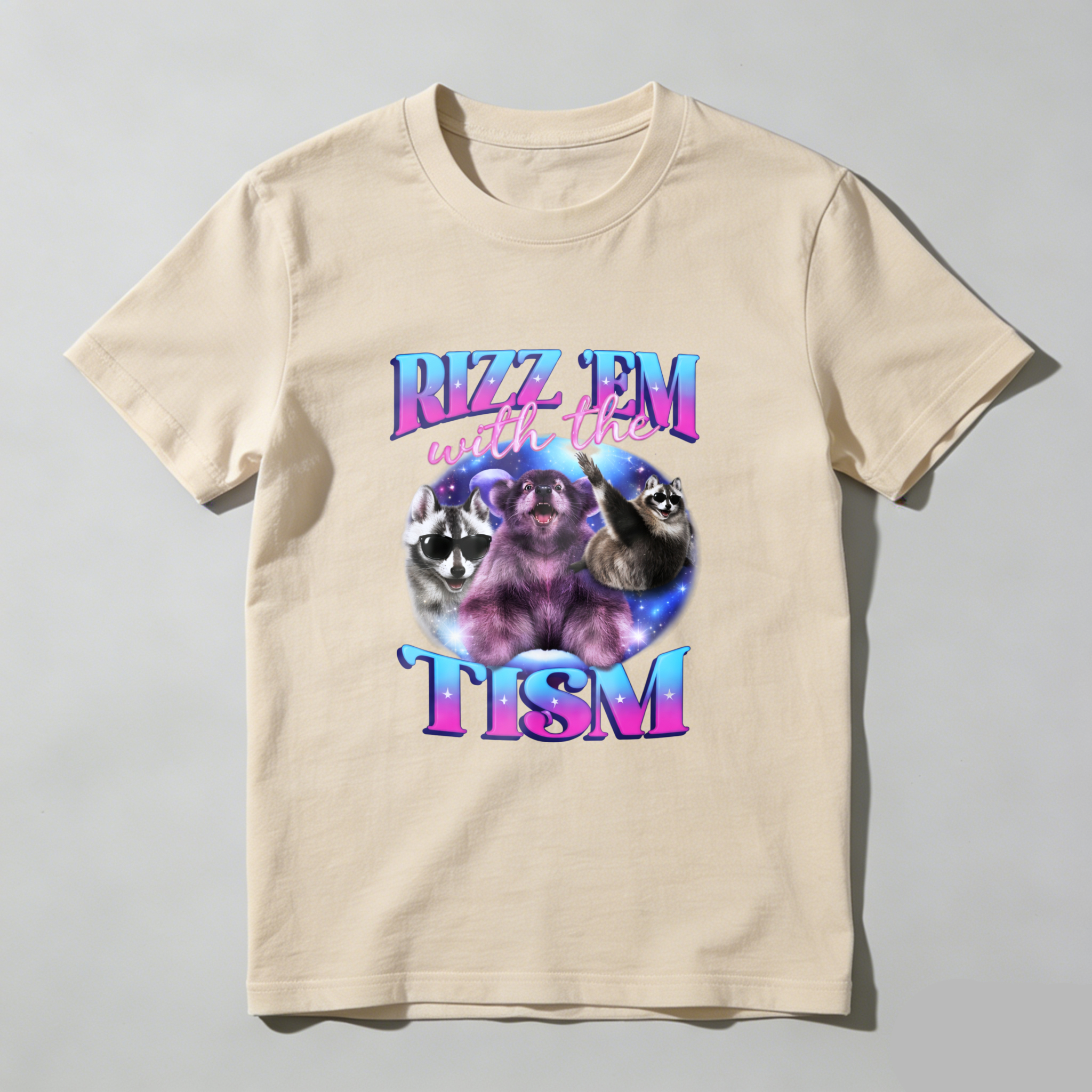 Rizz Em With The Tism Funny Animal Shirt Galaxy Design Black T-Shirt