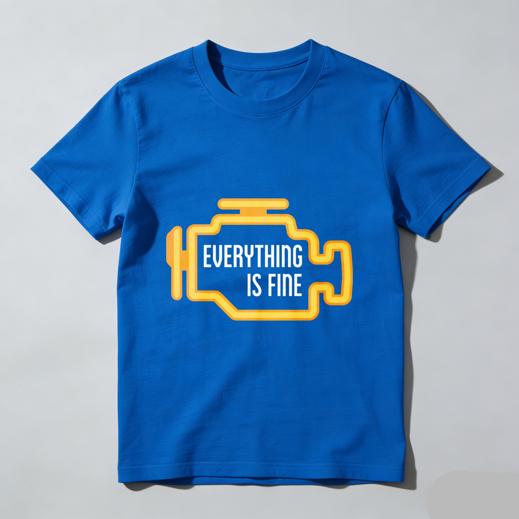 Everything Is Fine T Shirt With Car Engine Design Black Cotton Tee For Men Women Unisex Casual Wear Automotive Humor Gift