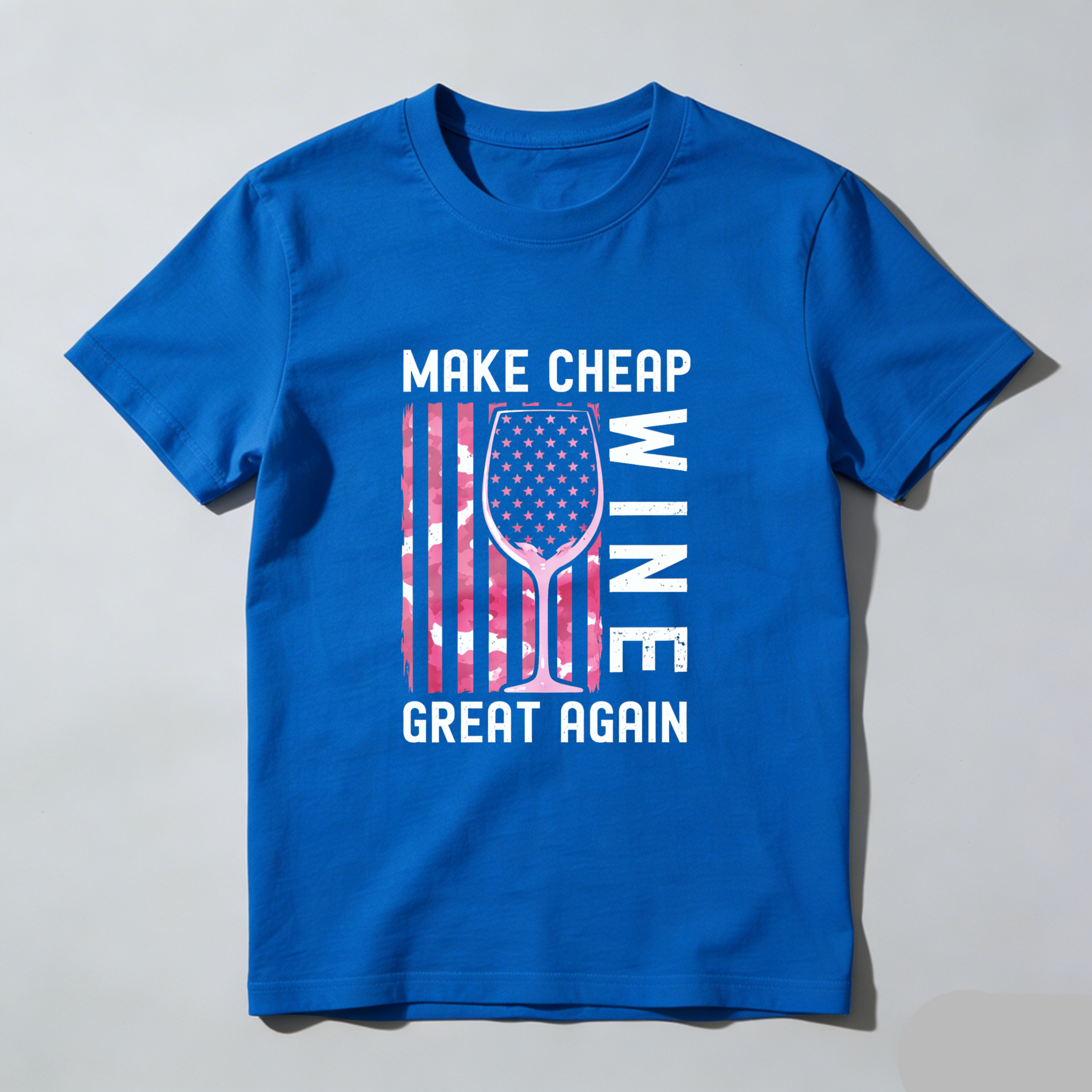 TEECURENT Make Cheap Wine Great Again Patriotic T-Shirt With American Flag Design For Wine Lovers And Humor Fans WOMEN