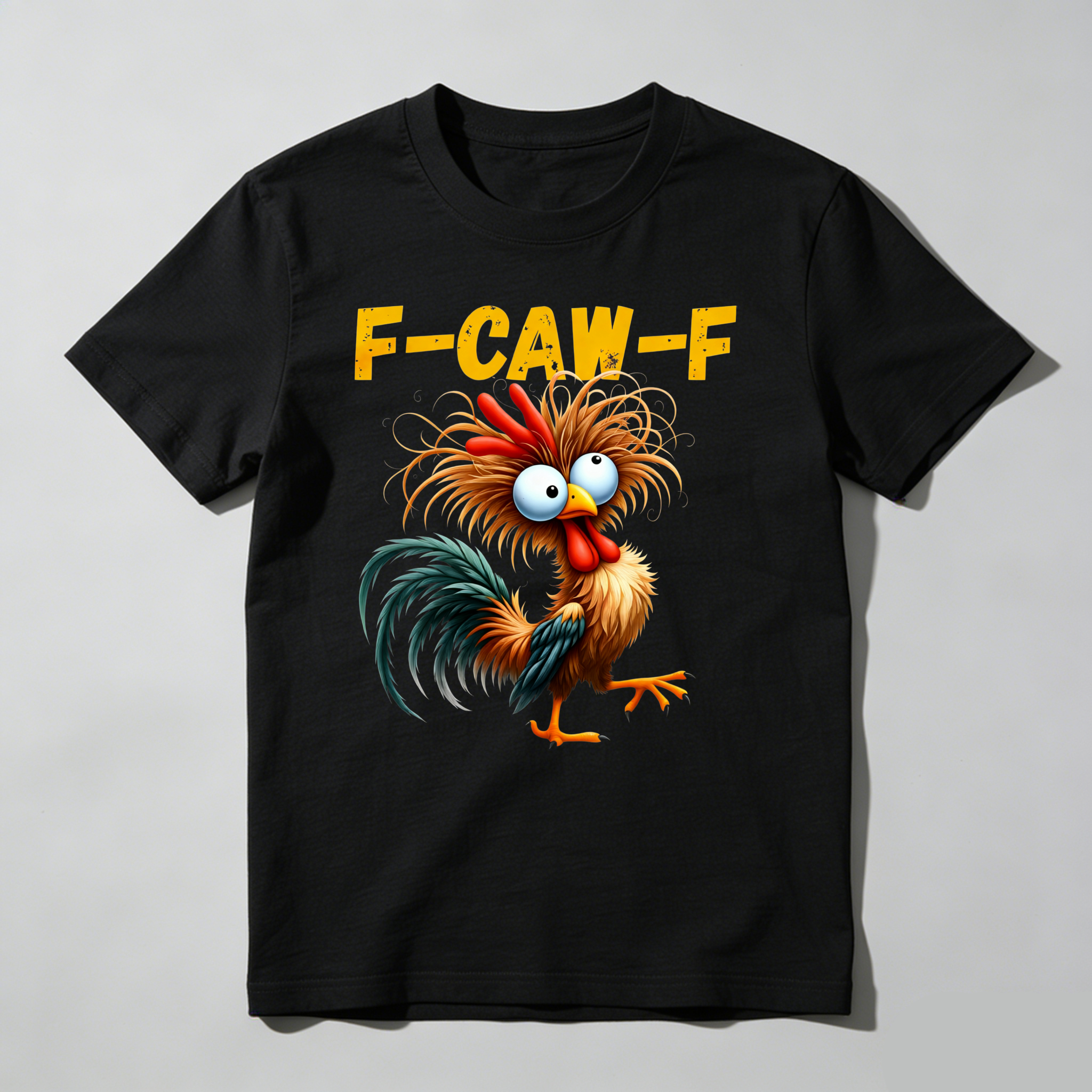 TEECURENT Funny Rooster F Caw F Pure Cotton Short Sleeve T Shirt-TeeCurent