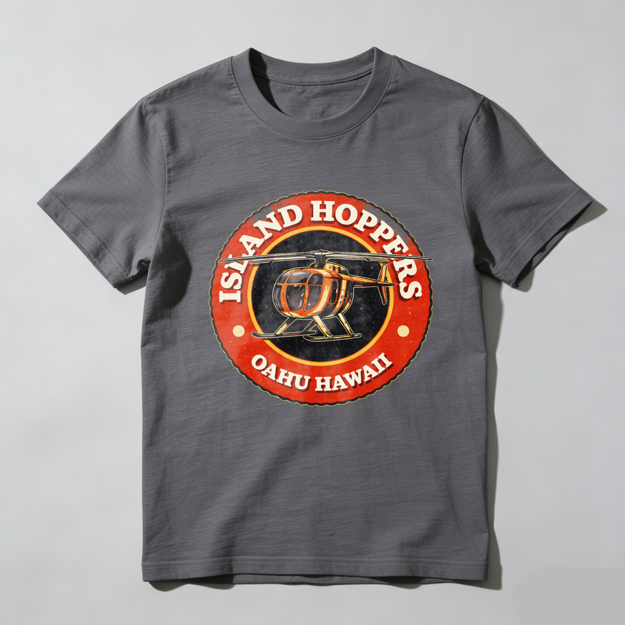 Island Hoppers Oahu Hawaii Helicopter Tour T Shirt Black Men Women Unisex Casual Wear Gift For Travelers And Adventure Lovers