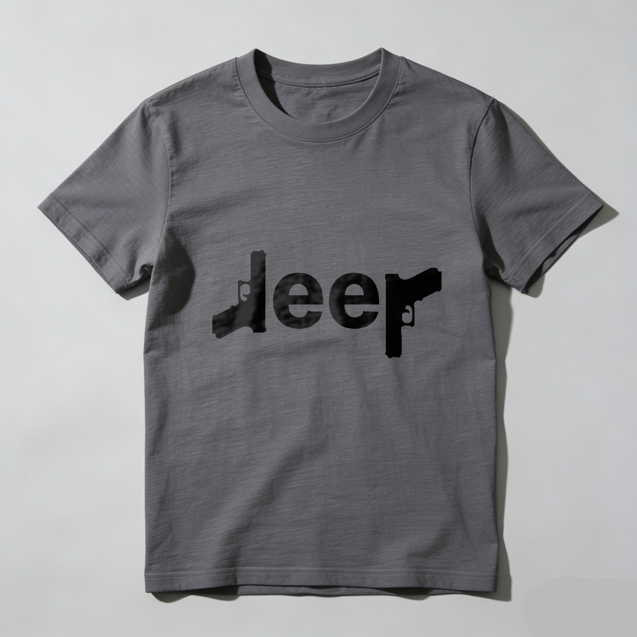 Jeep Gun Design T Shirt Black Men Women Casual Graphic Tee Automotive Logo Shirt