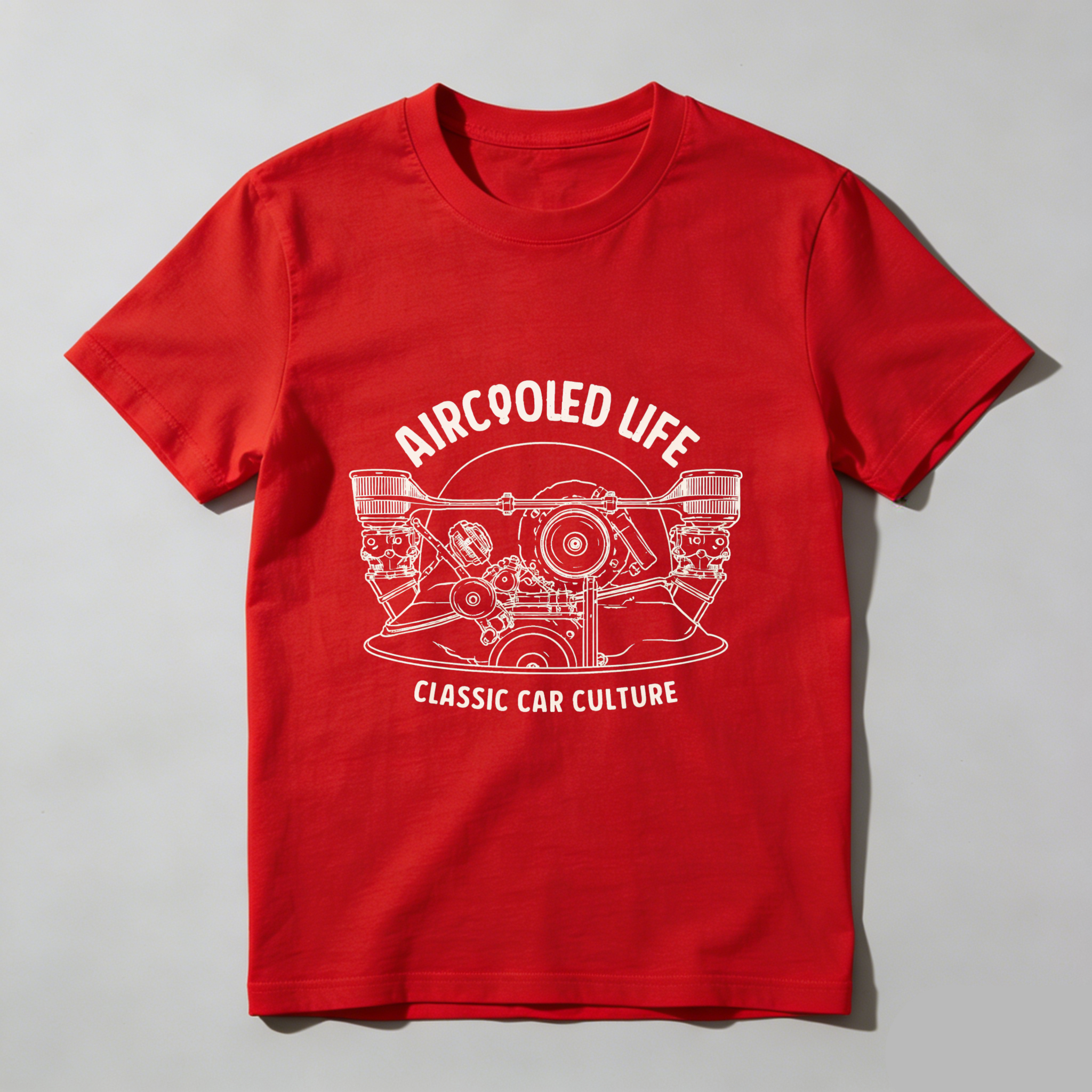 Aircooled Life Classic Car Culture T Shirt Vintage Automotive Engine Design Black Cotton Men's Tee
