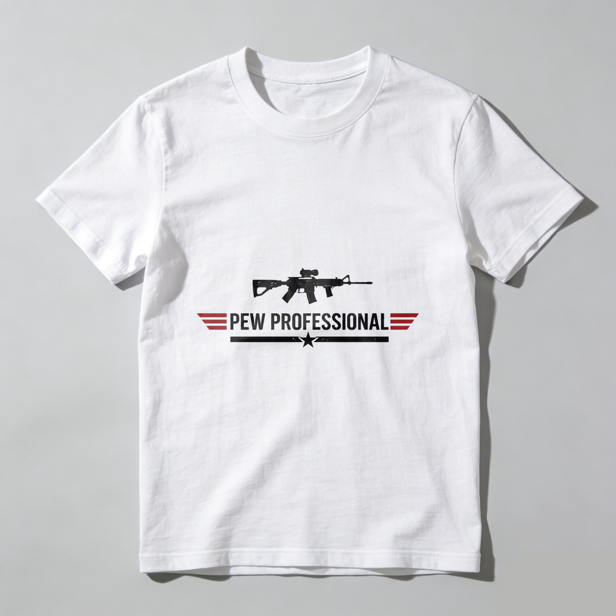 TEECURENT Pew Professional T Shirt With Rifle Graphic Design For Gaming And Military Enthusiasts