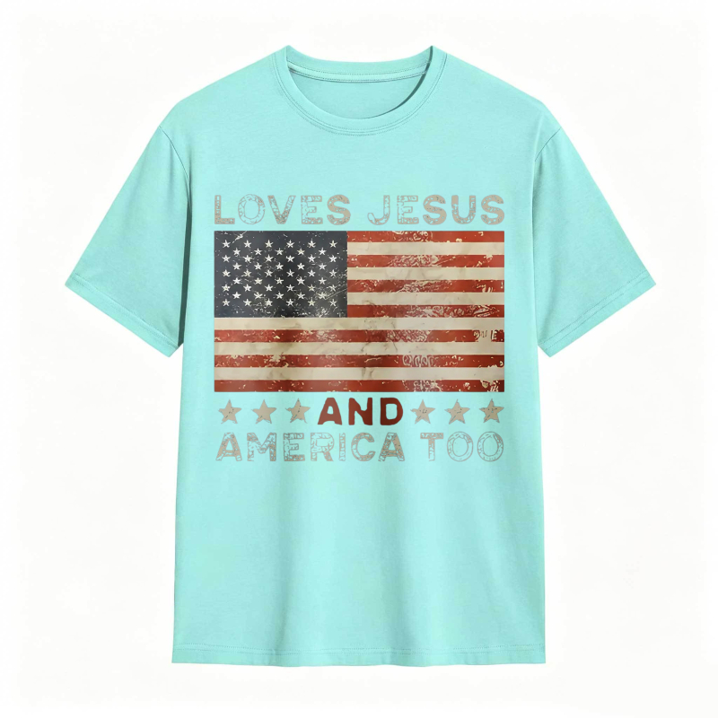 American Flag Print Graphic Tee
