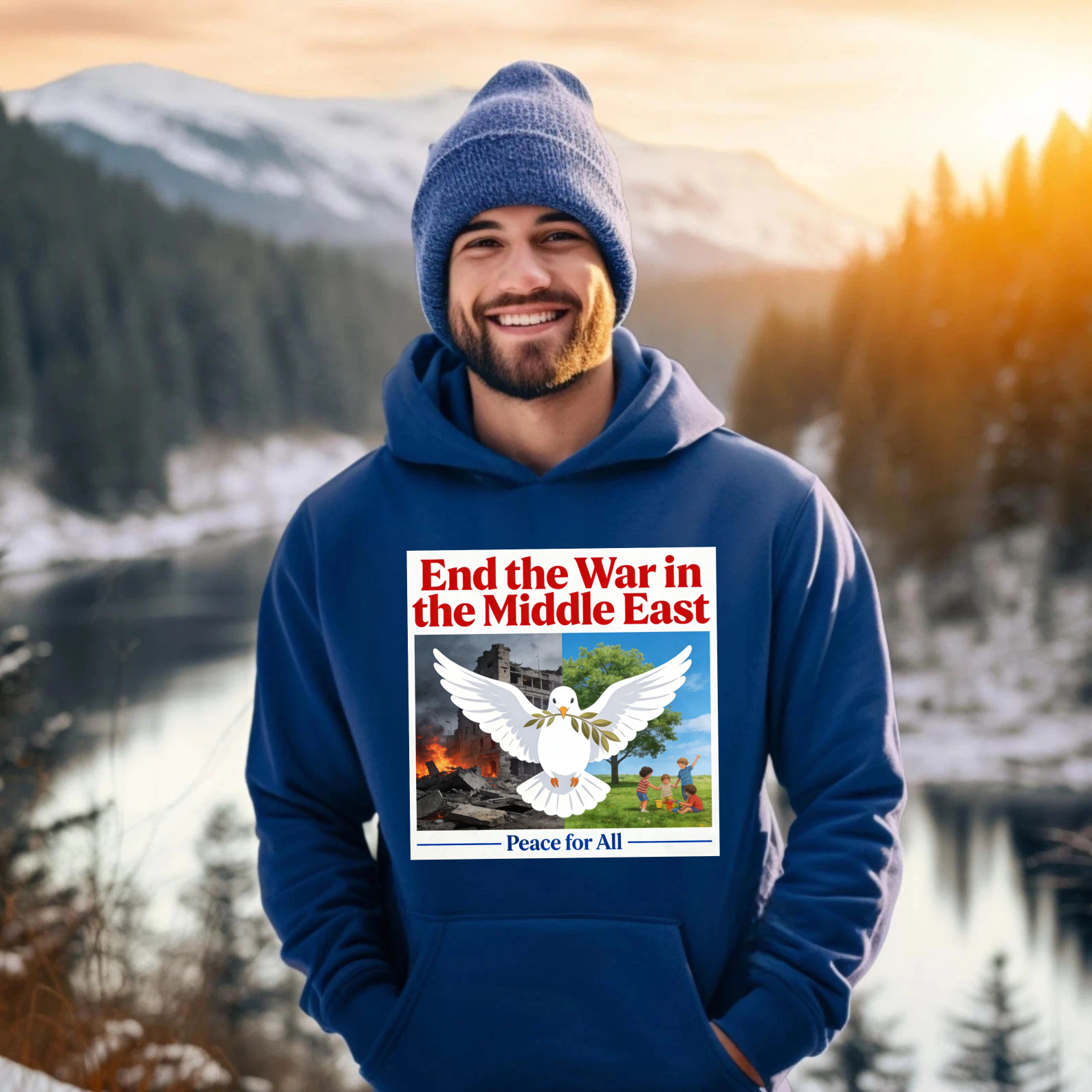 TEECURENT End The War In The Middle East Peace For All Hoodie With Dove And Olive Branch Design For Peace Advocates And Humanitarian Supporters