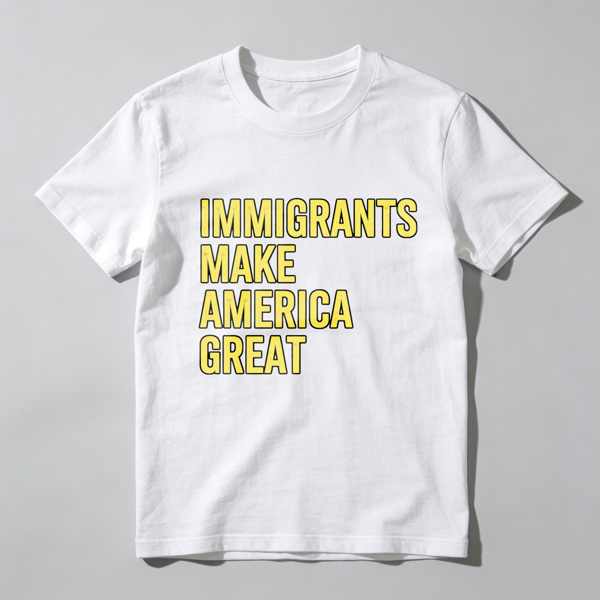 TEECURENTImmigrants Make America Great T Shirt Black Yellow Text Pro Immigrant Pride Statement Apparel-TeeCurent