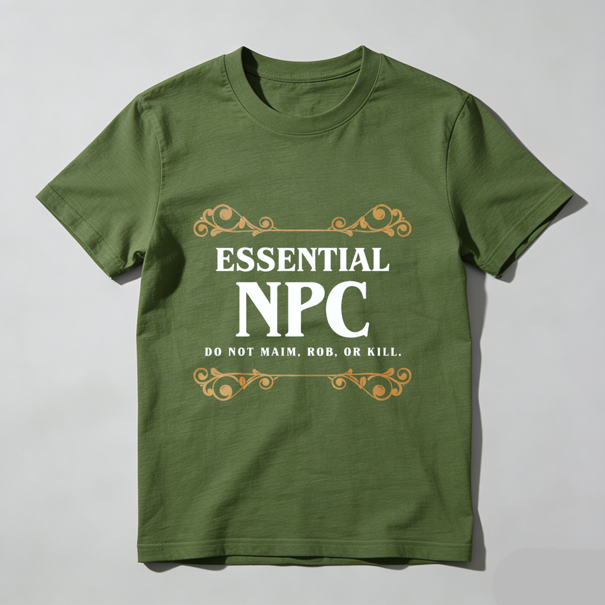 TEECURENT Essential Npc Do Not Maim Rob Or Kill T Shirt Gamer Humor Role Playing Game Rpg Costume Party Gift