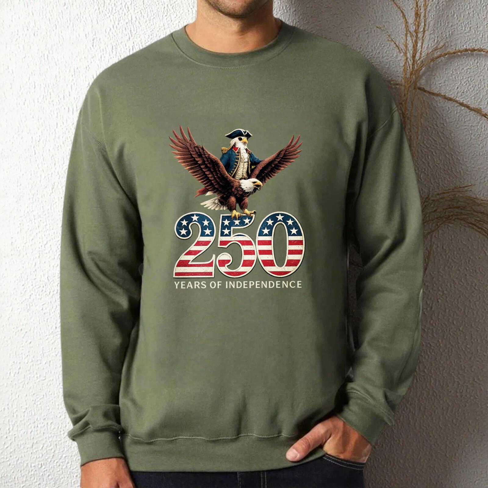 250 Years Of Independence American Eagle Patriotic Sweatshirt Black Crewneck Pullover For Men Women Unisex Casual Top