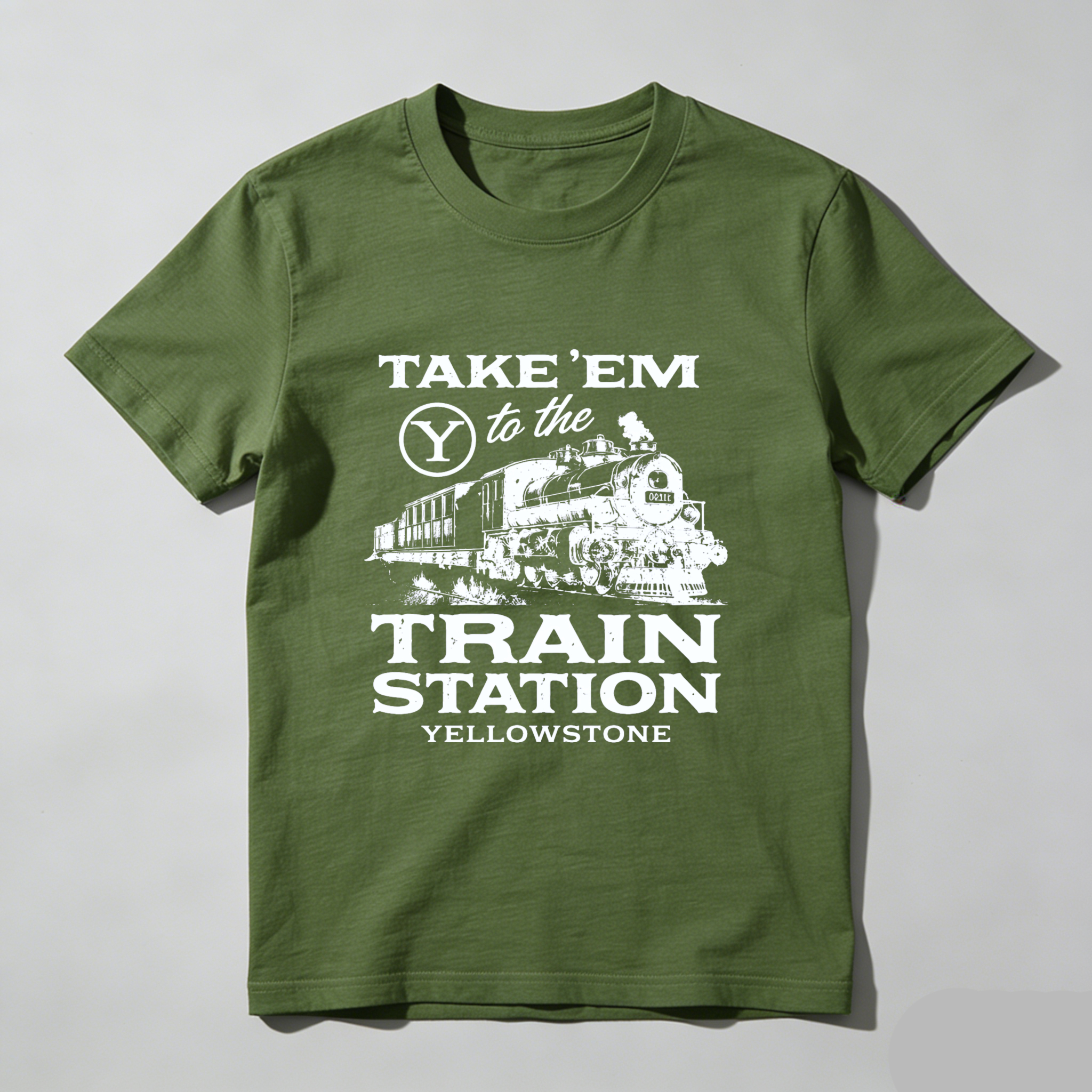 TEECURENT Take Em To The Train Station Yellowstone T Shirt Black Classic Fit Men Women Unisex Railroad Locomotive Graphic Tee