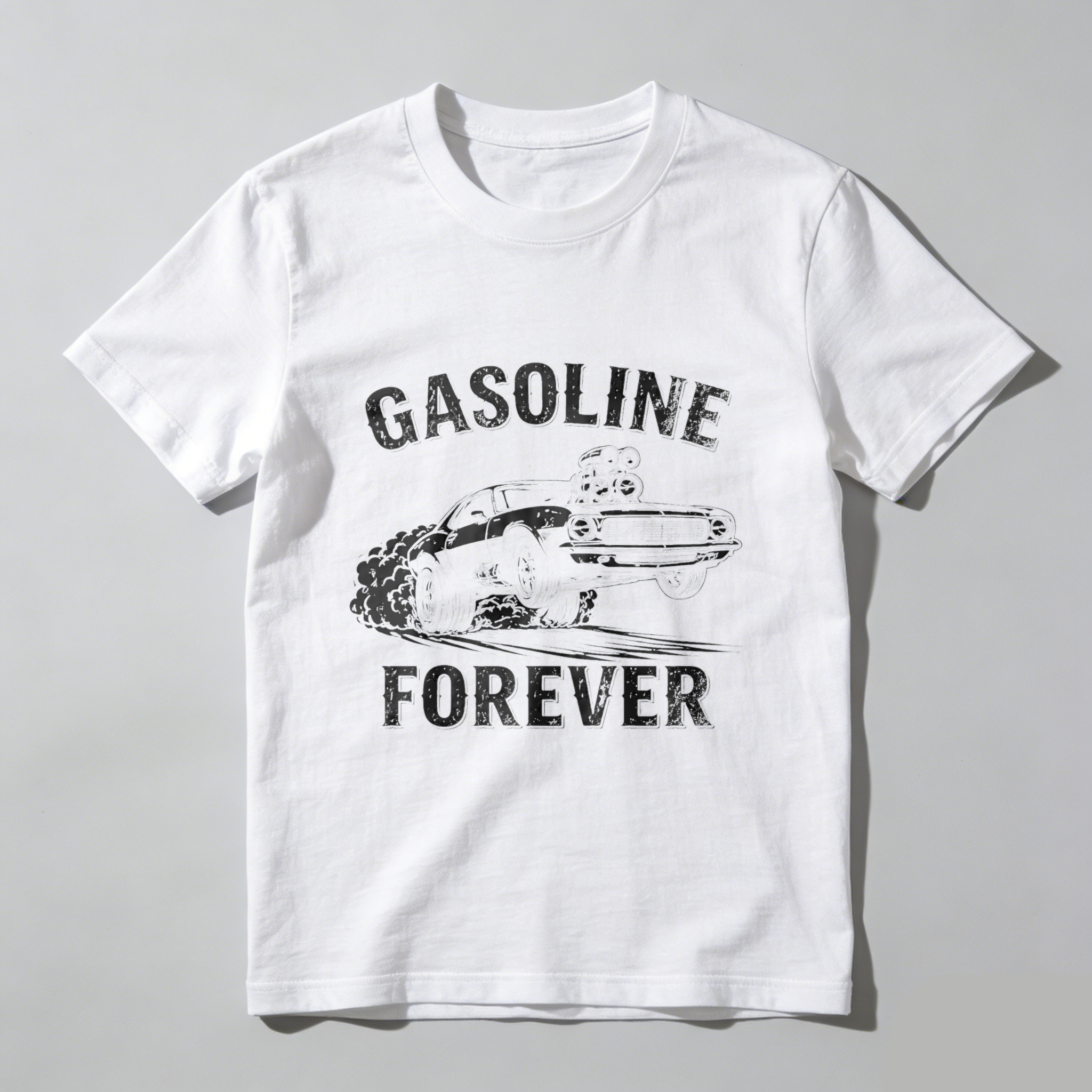 Gasoline Forever Classic Muscle Car T-Shirt For Men And Women Automotive Enthusiast Gift Black Cotton Shirt
