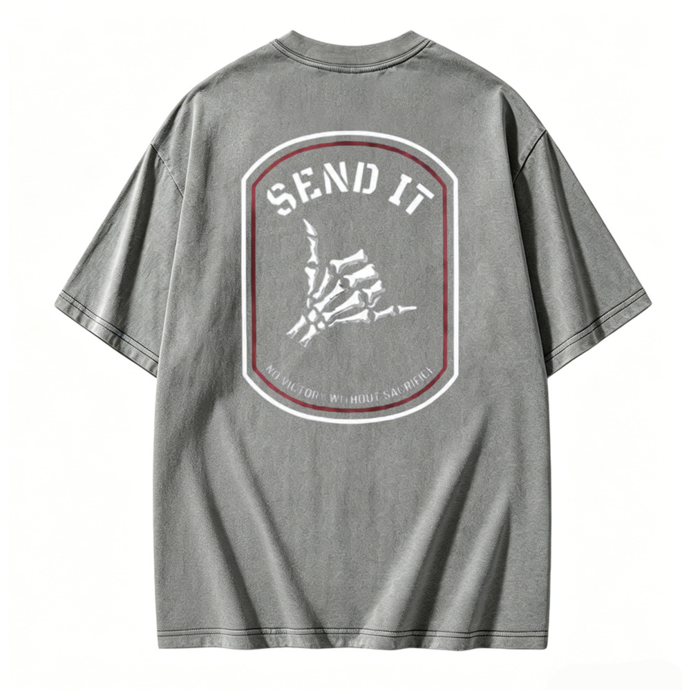 Send It Skeleton Hand Graphic Washed T-shirt
