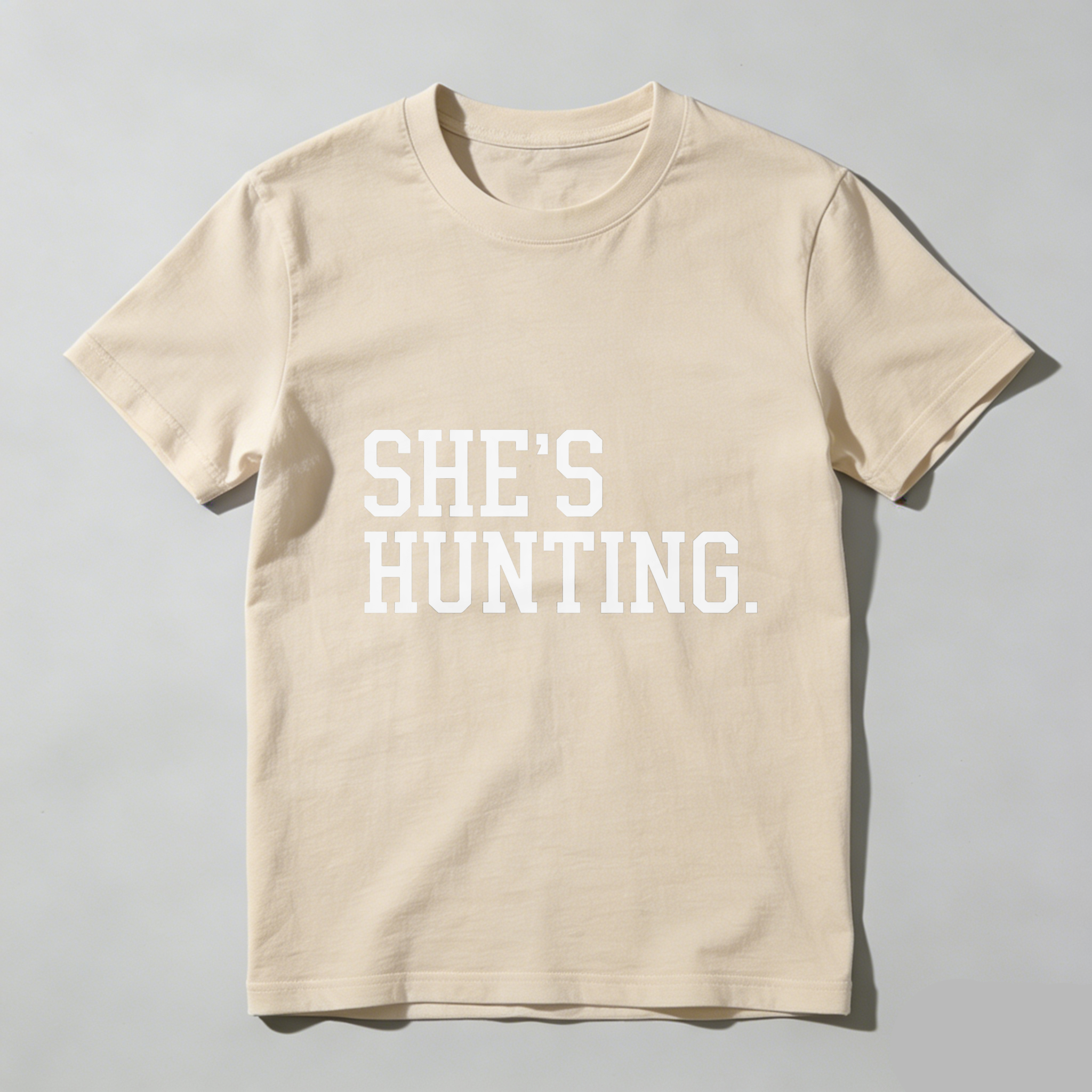 TEECURENT Shes Hunting Black T-Shirt For Women Men Unisex Casual Graphic Tee Shirt Hunting Outfit Gift Idea-TeeCurent