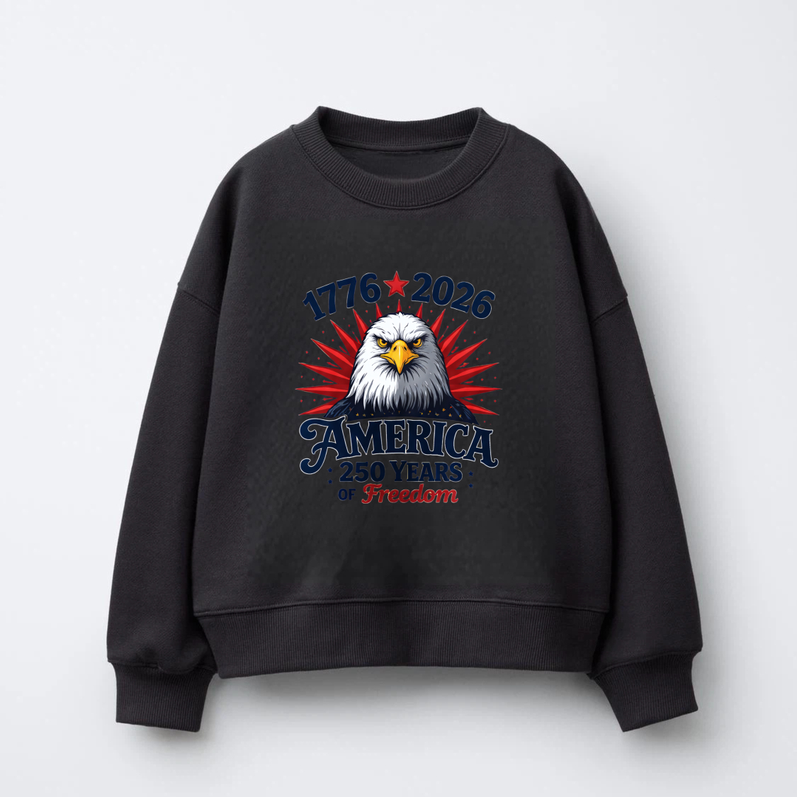 America 1776 2026 250 Years Of Freedom Eagle Sweatshirt Black