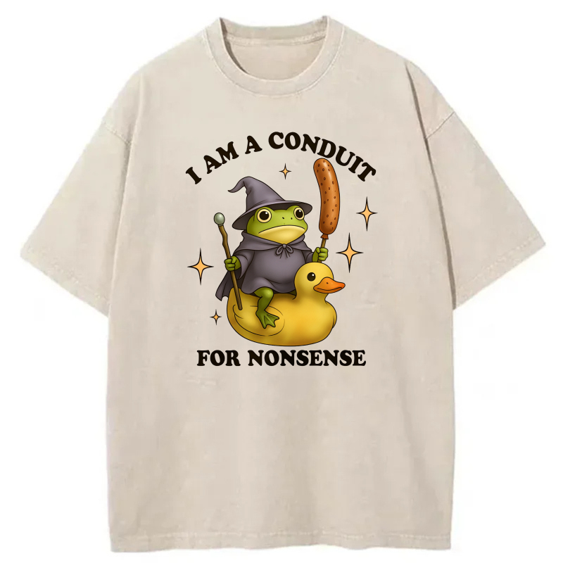 Frog Wizard Riding Duck With Sausage tshirt 100% cotton
