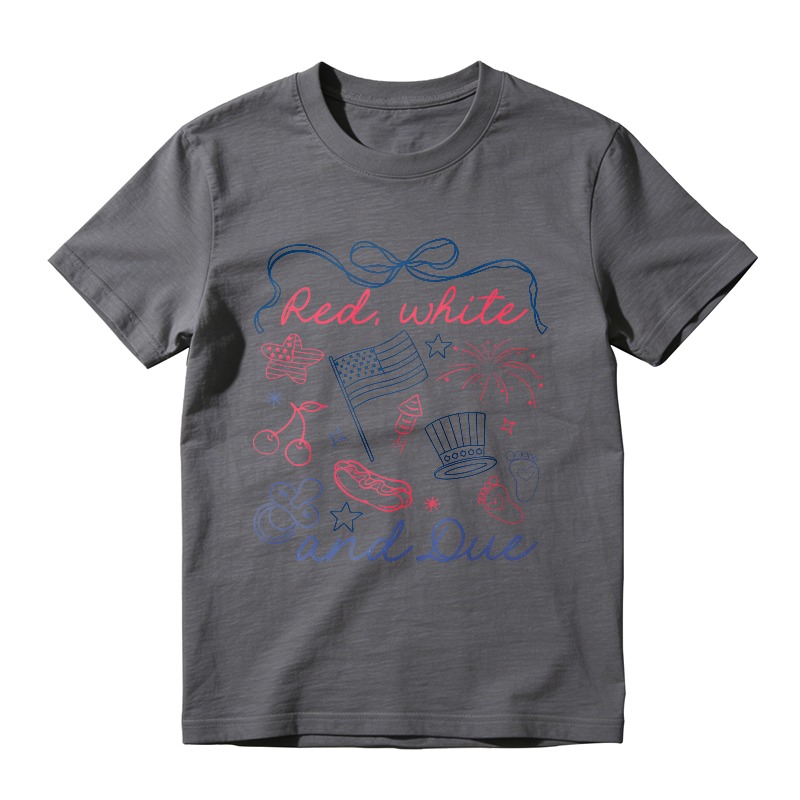 Red White And Due Patriotic American Flag Fireworks Hot Dog Cherry Hat Footprint Stars Unisex Classic T-shirt