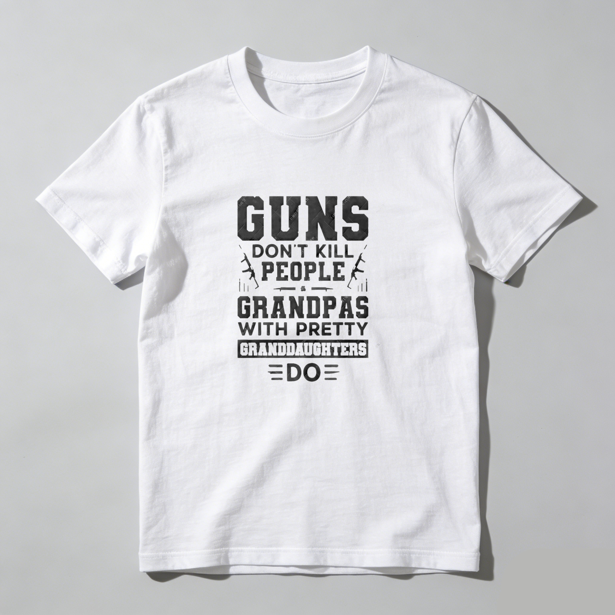 TEECURENT Guns Dont Kill People Grandpas With Pretty Granddaughters Do Pure Cotton Short Sleeve T Shirt-TeeCurent