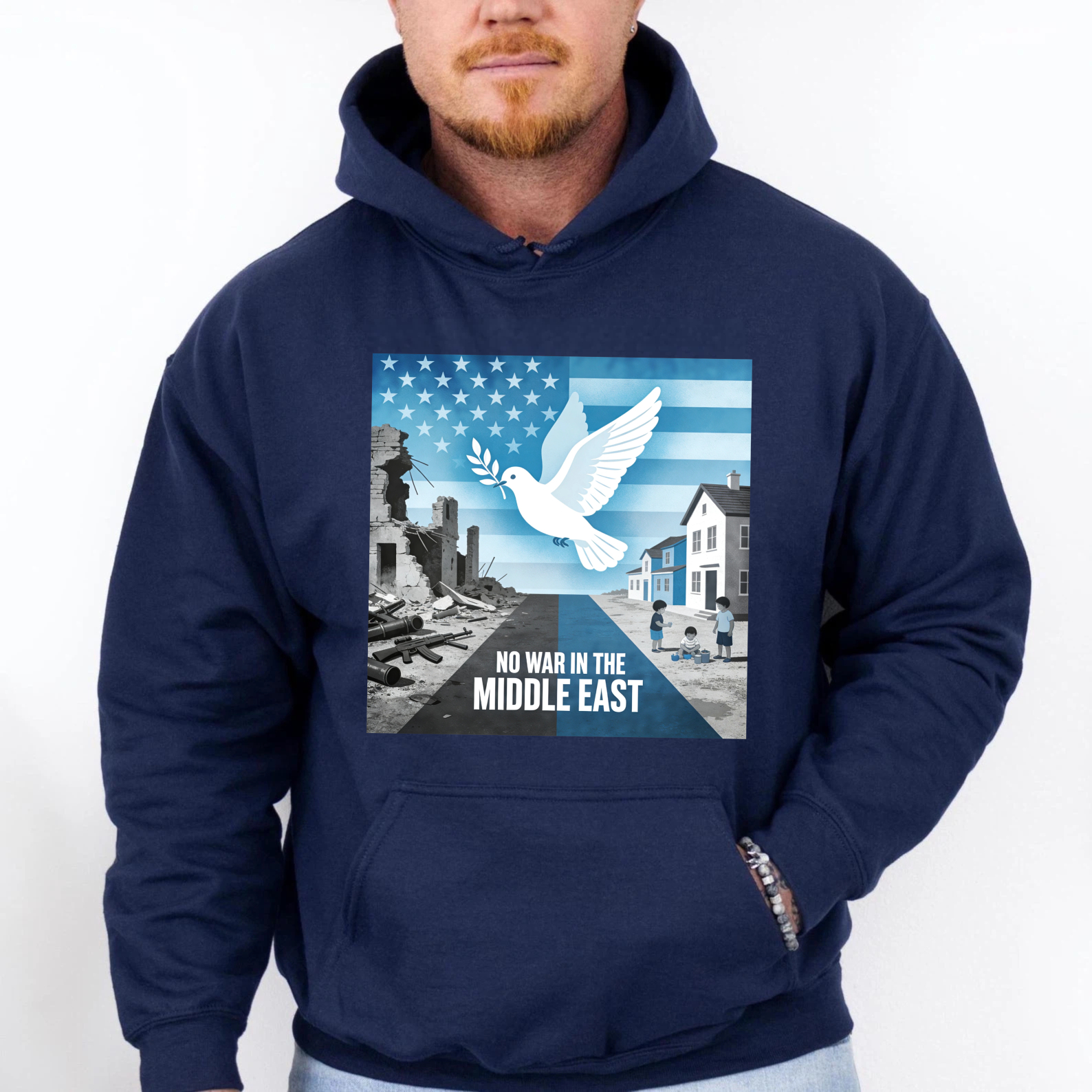 TEECURENT No War In The Middle East Peace Dove Usa Flag Hoodie For Men Women Anti War Statement Sweatshirt Political Activism Apparel