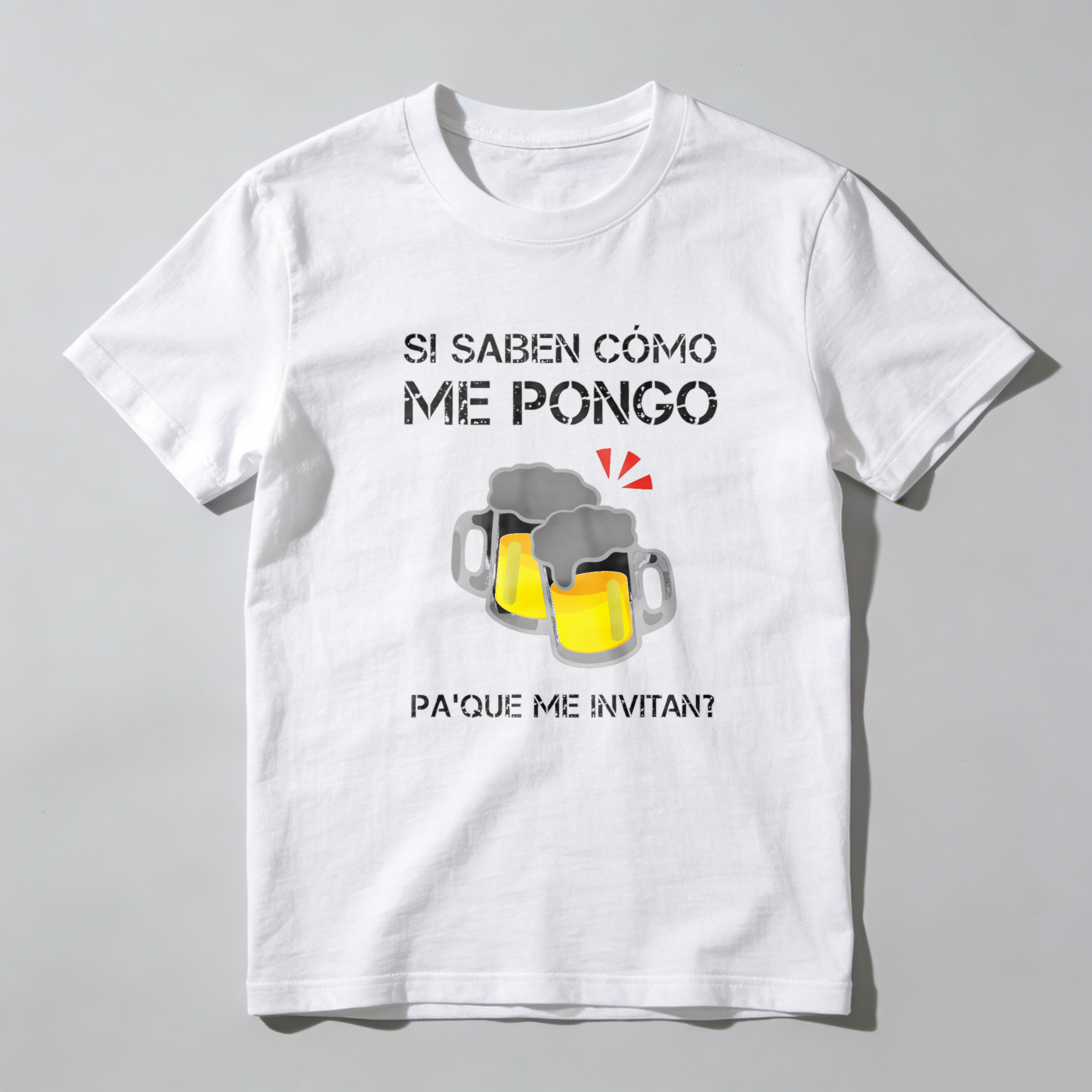 TEECURENT Si Saben Como Me Pongo Pa Que Me Invitan Beer T-Shirt Funny Spanish Saying Party Shirt-TeeCurent