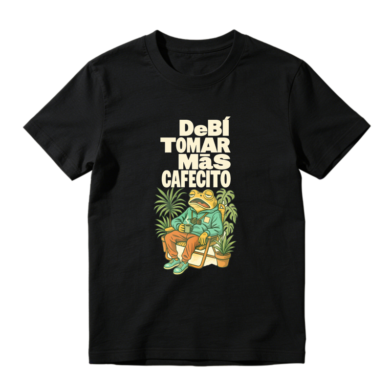 Frog Drinking Coffee With Plants And Text Debi Tomar Mas Cafecito Unisex Classic T-shirt