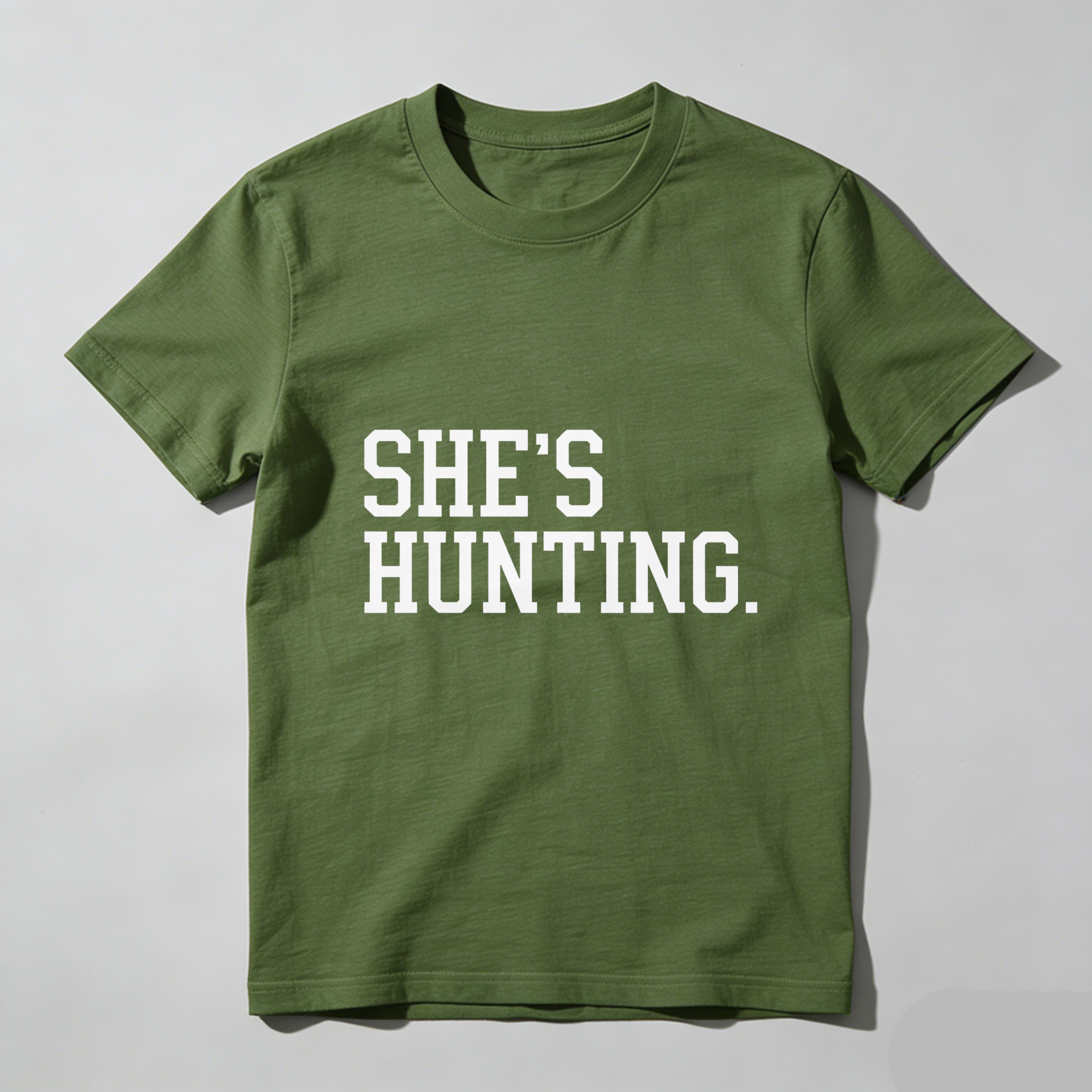TEECURENT Shes Hunting Black T-Shirt For Women Men Unisex Casual Graphic Tee Shirt Hunting Outfit Gift Idea-TeeCurent
