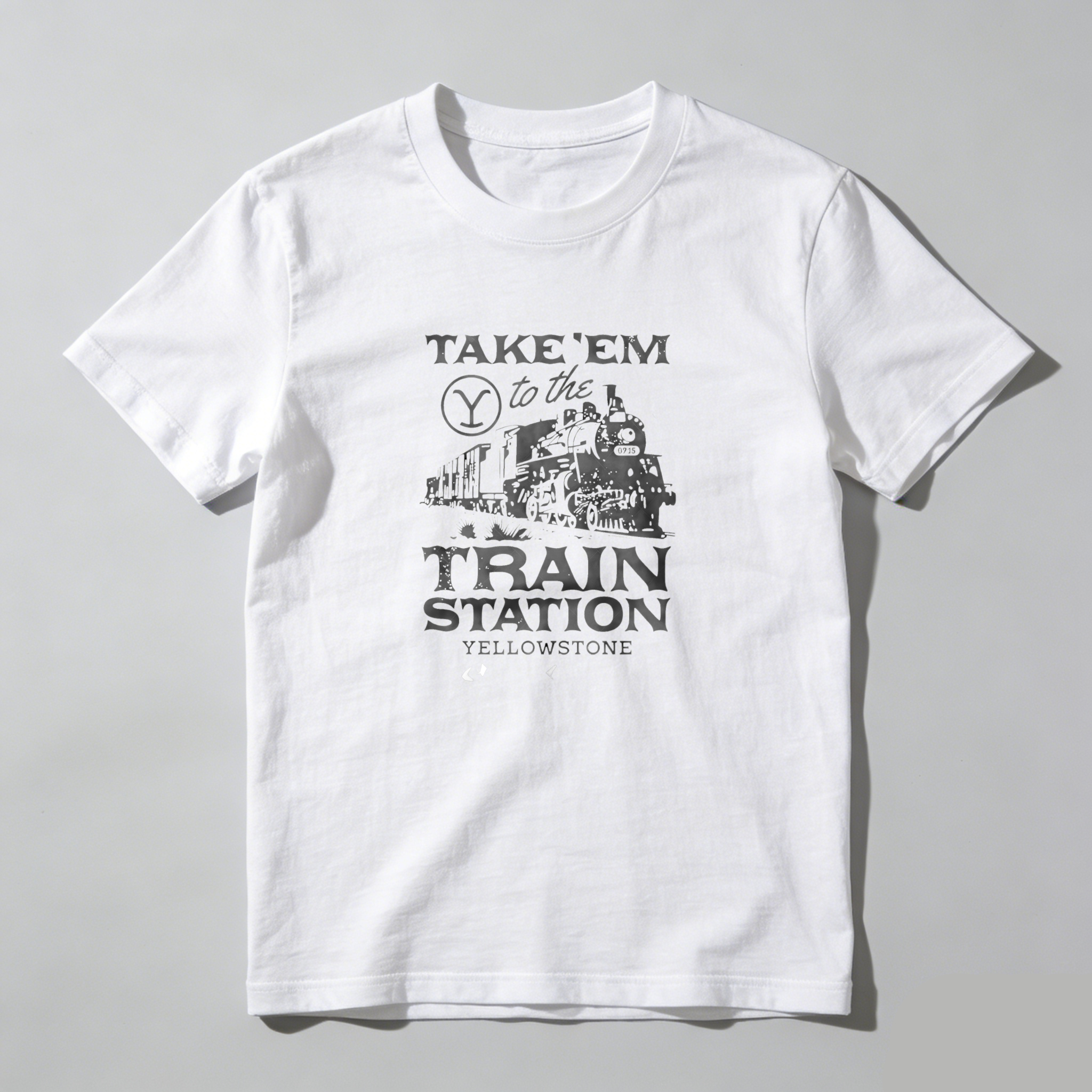 TEECURENT Take Em To The Train Station Yellowstone Pure Cotton Short Sleeve T Shirt-TeeCurent