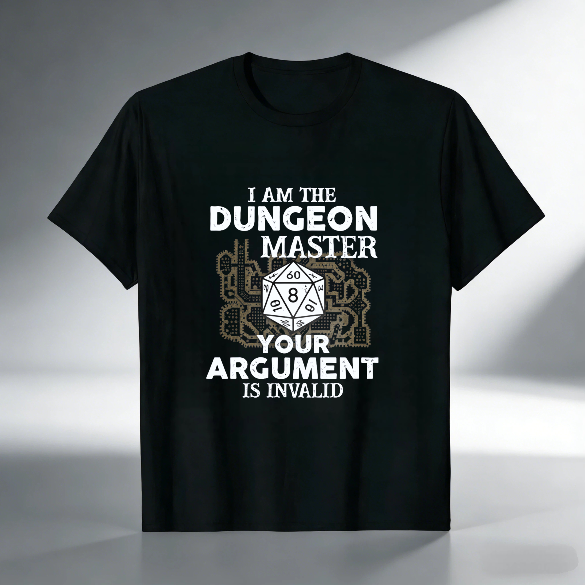 TEECURENT I Am The Dungeon Master Your Argument Is Invalid D20 Dice T-Shirt For Dnd Gamers Role Playing Game Rpg Shirt