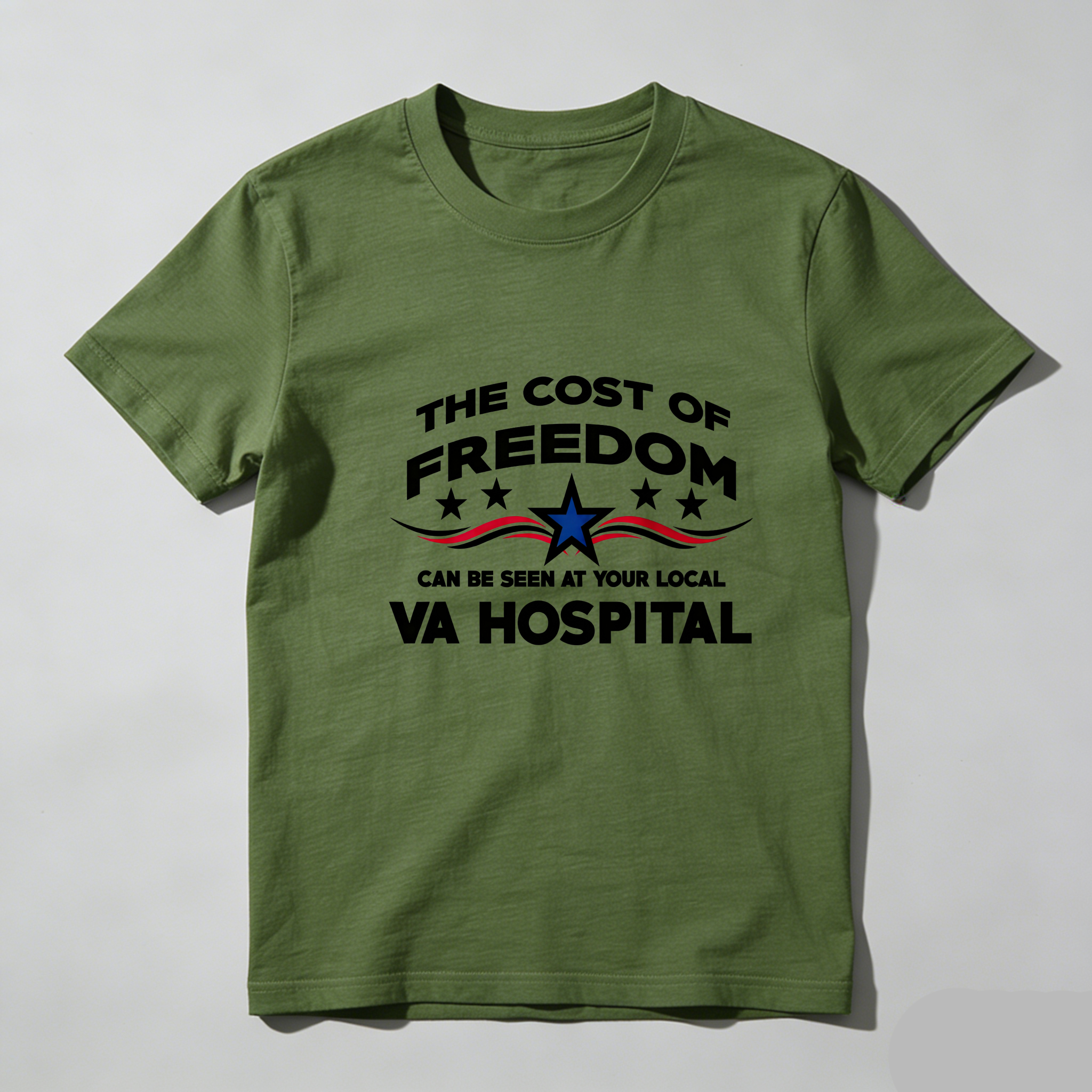 TEECURENT The Cost Of Freedom Va Hospital Pure Cotton Short Sleeve T Shirt-TeeCurent