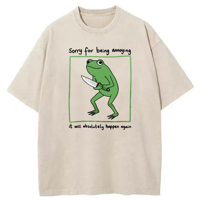 Frog Holding Knife Sorry For Being Annoying tshirt 100% cotton