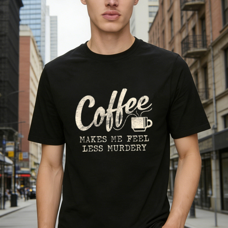 Coffee Makes Me Feel Less Murdery Graphic T-shirt
