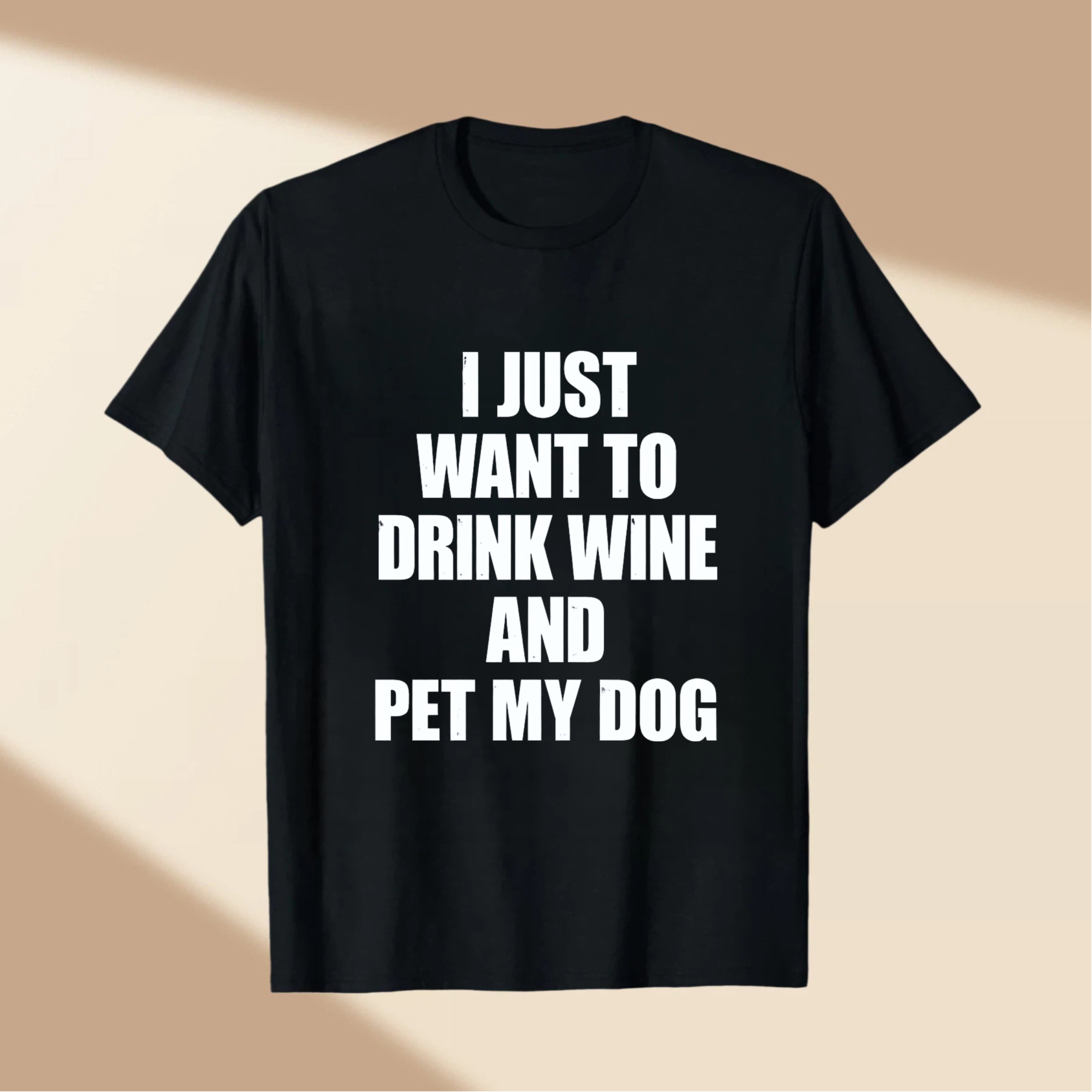 TEECURENT I Just Want To Drink Wine And Pet My Dog T Shirt WOMEN