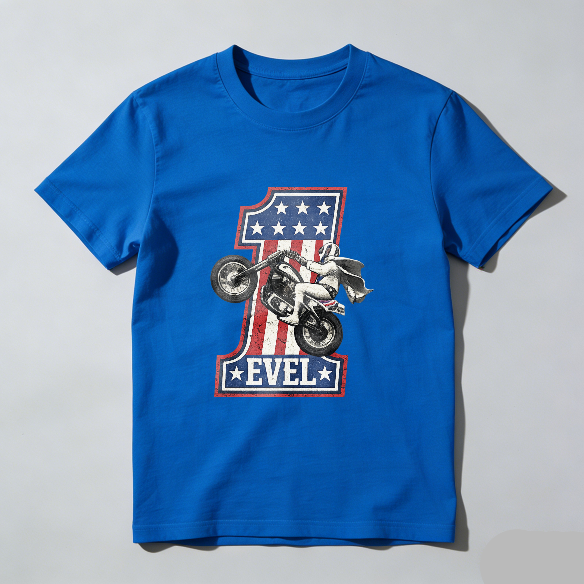 Evel Knievel American Flag Motorcycle T-Shirt Made In Usa