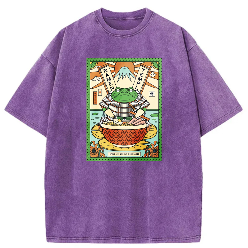 Frog In Bowl With Mount Fuji Background tshirt 100% cotton