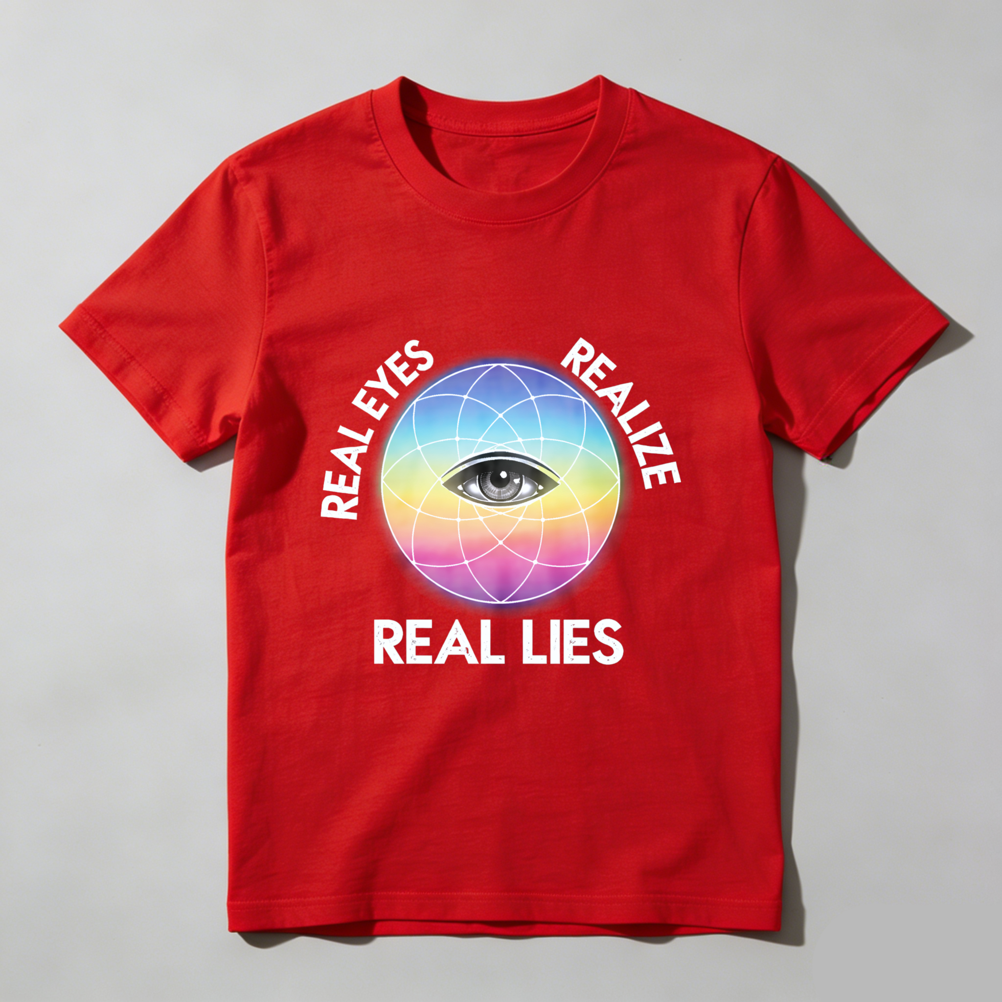 TEECURENT  Real Eyes Realize Real Lies Eye Globe Pattern TEECURENT
