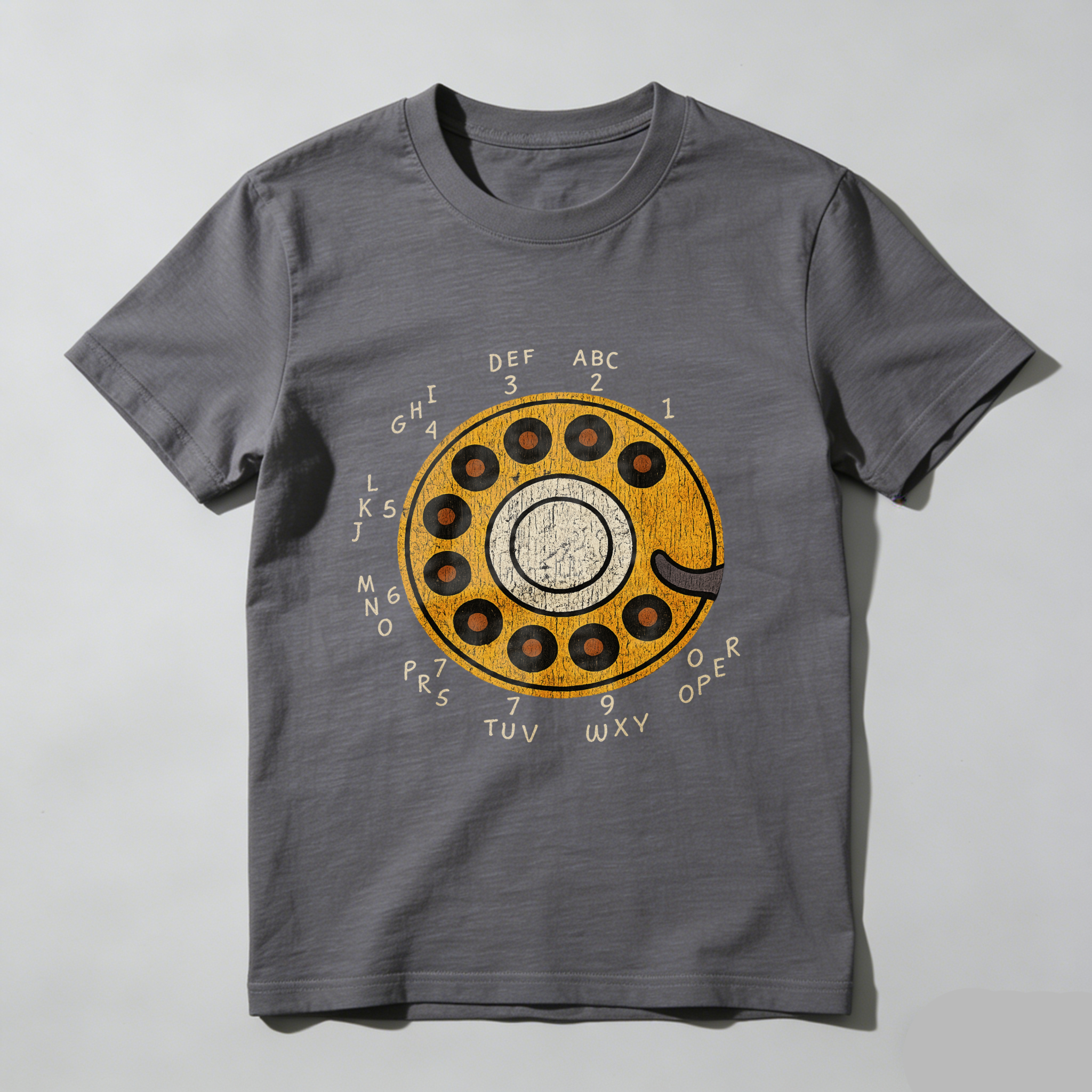 Vintage Rotary Dial Phone T-Shirt Made In Usa Retro Telephone Design Black Cotton Shirt Unisex Classic Style Gift For Tech Enthusiasts